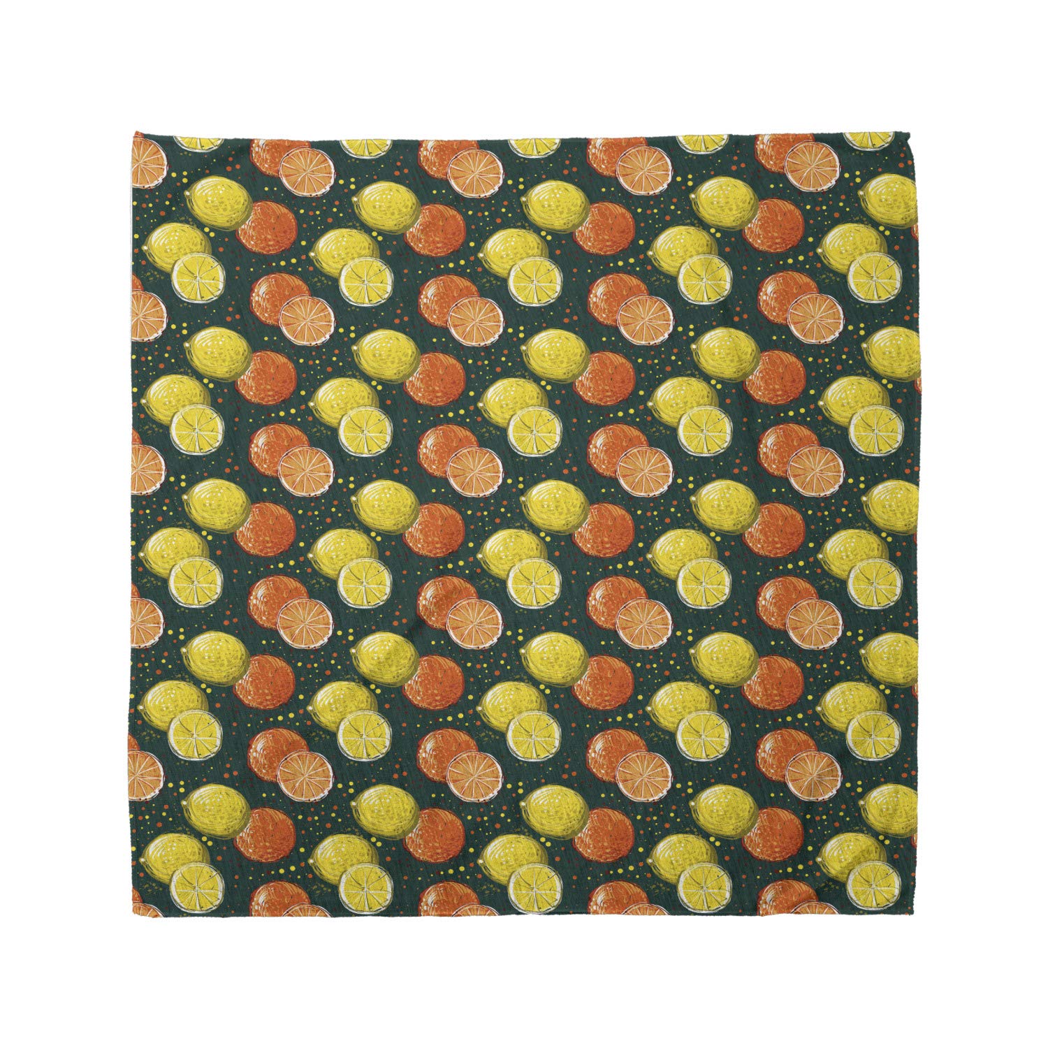 Ambesonne Fruit Bandana - Hand Drawn Orange & Lemon Print Unisex Head Scarf & Neck Tie for Men Women - Perfect for Summer Outdoors, Music Festivals & Beach Accessories