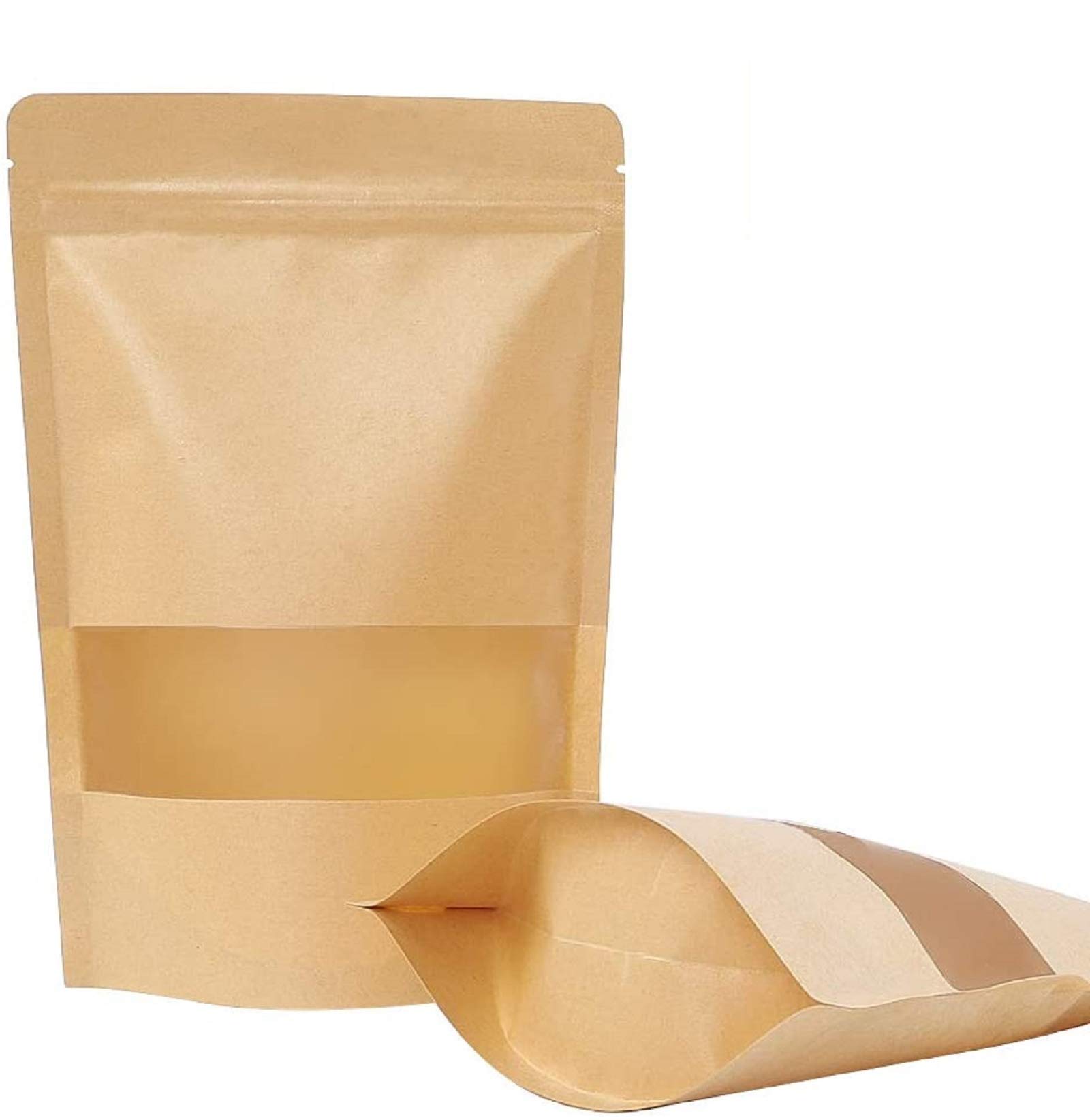 Premium 72-Pack Moretoes Stand Up Pouches with Window - 3.5×5.5 Inch Kraft Paper Coffee Bags | Resealable Ziplock Packaging for Coffee, Tea, Snacks & Bulk Foods | Ideal for Home, Business & Retail Use