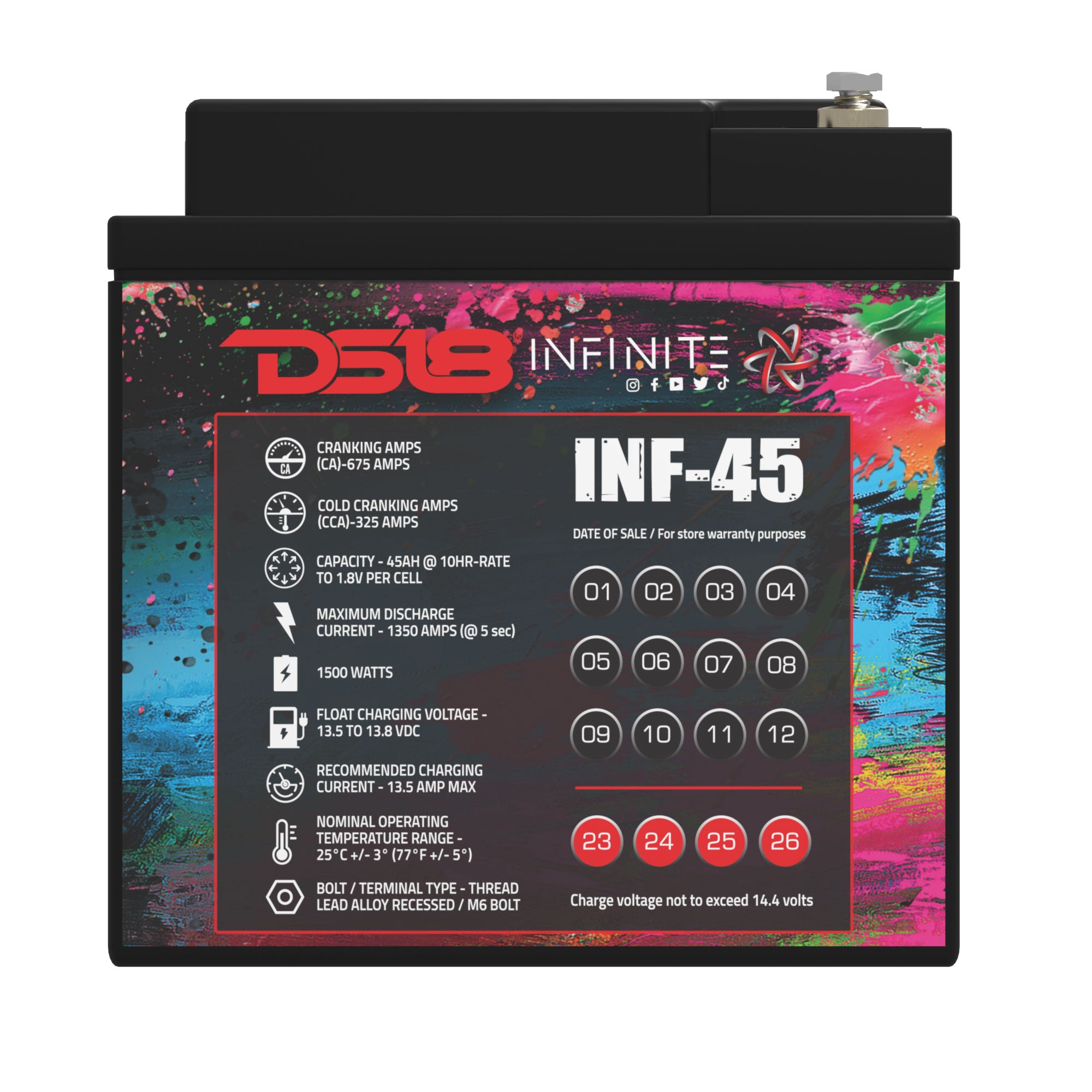 INFINITE 45 AH AGM Deep Cycle Battery - Rechargeable Power Cell for Solar, RV, Marine & Off-Grid Applications | Long-Lasting Energy Storage Solution