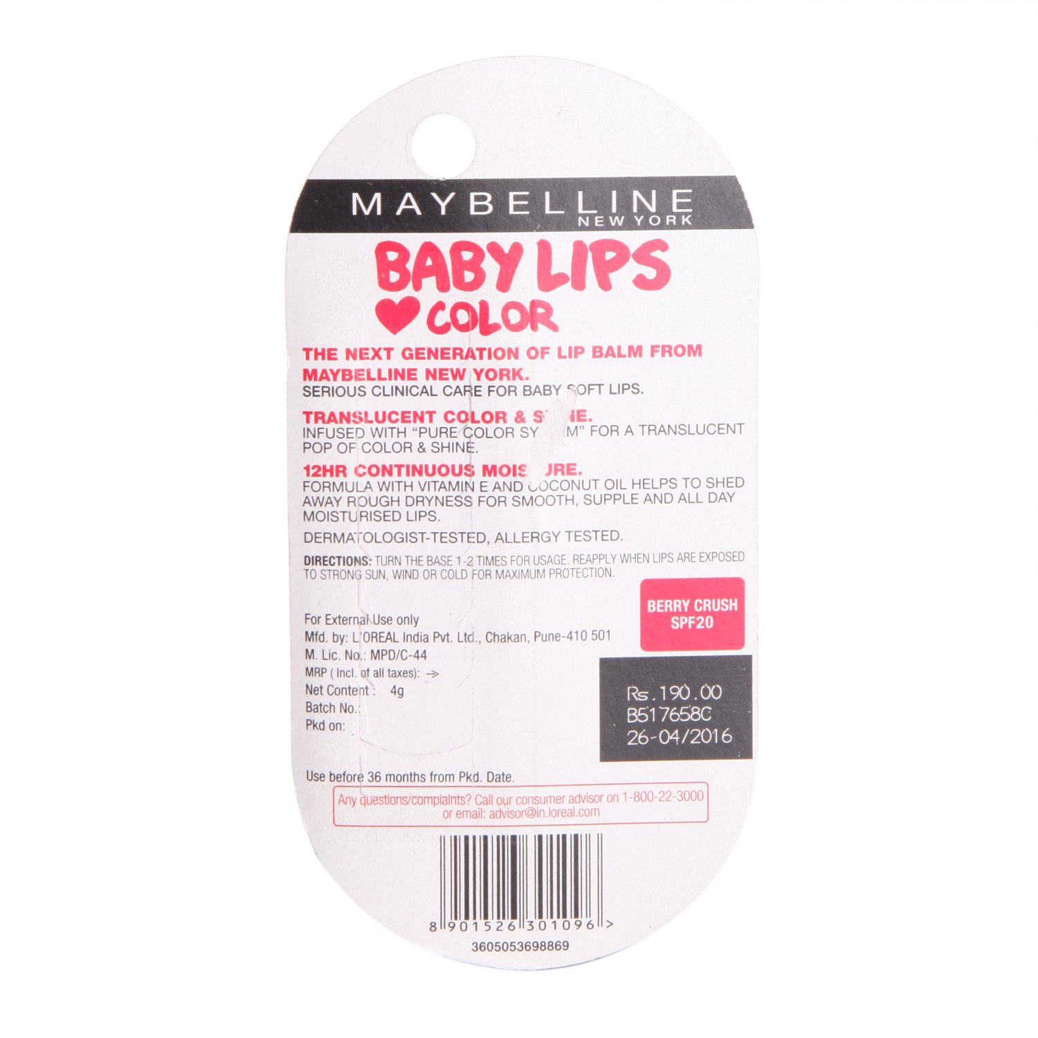 Maybelline Lip Balm - Berry Crush Flavor, 1 Piece Pack | Moisturizing & Nourishing Lip Care for Dry Lips | Perfect for Daily Use, Winter Protection & On-The-Go Hydration