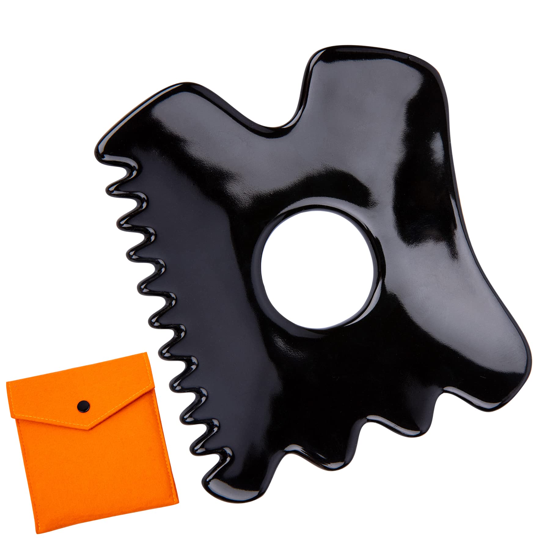 Premium Ceramic Gua Sha Tool for Face & Body Massage - Relieves Muscle Stress, Pain & Tension - Jawline Sculpting Tool for Women & Men (Black) | Perfect for Skincare Routine, Lymphatic Drainage & Relaxation at Home