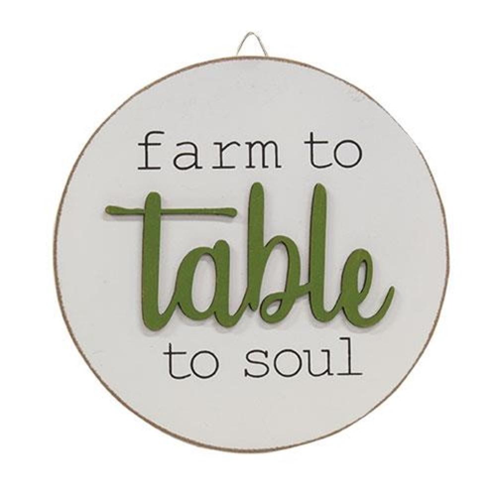 Farm to Table to Soul Round Easel Sign - Rustic Wooden Kitchen Decor for Coffee Shops, Restaurants & Home