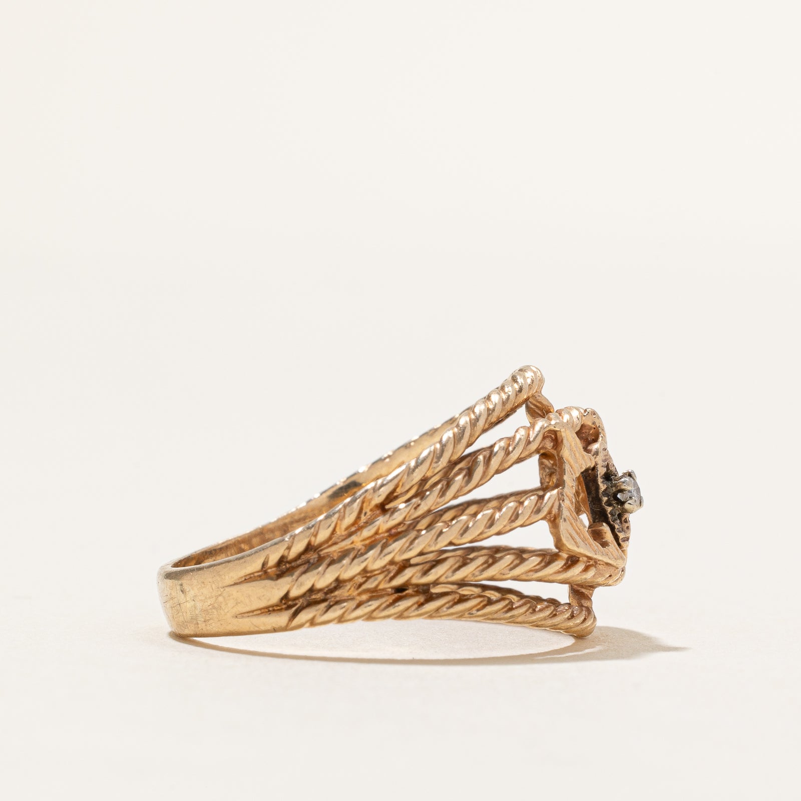 Diamond 'Love' Rope Textured Ring | 0.02ct Size 10 | Elegant Wedding Band, Anniversary Gift for Her, Valentine's Day Jewelry Present