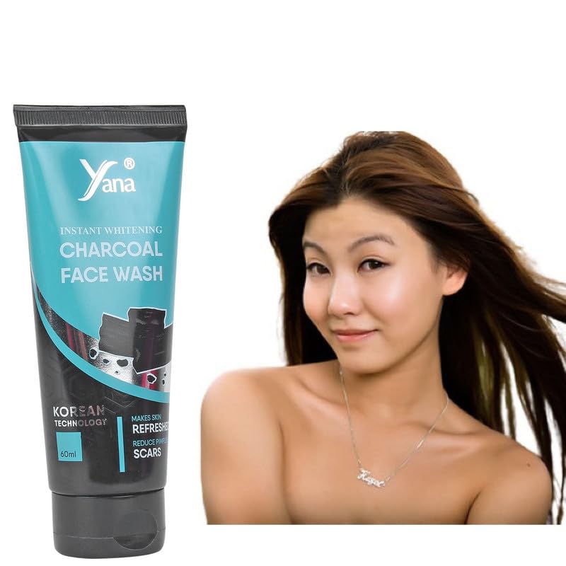 Instant Whitening Activated Charcoal Face Wash for Men - Natural & Organic Daily Facial Cleanser with Korean Technology | Deep Cleansing for Acne, Blackheads & Oily Skin