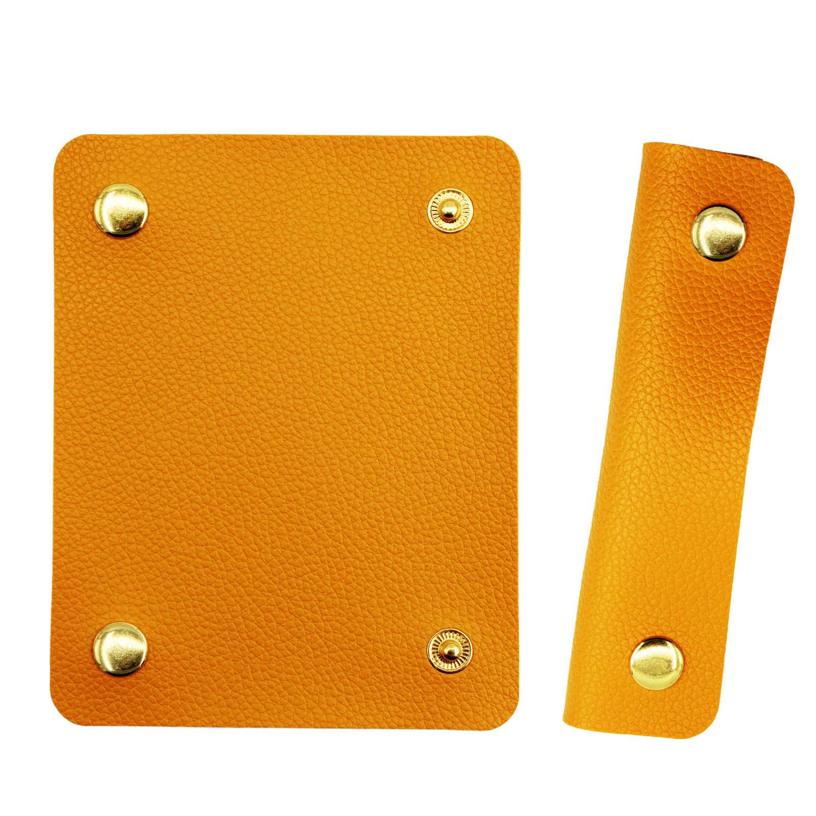 PU Leather Luggage Handle Wraps - Travel Bag Handle Cover & Wallet Protector with Brass Clasps (Orange, 2Pcs) - Perfect for Suitcases, Handbags & Backpacks to Prevent Wear & Tear