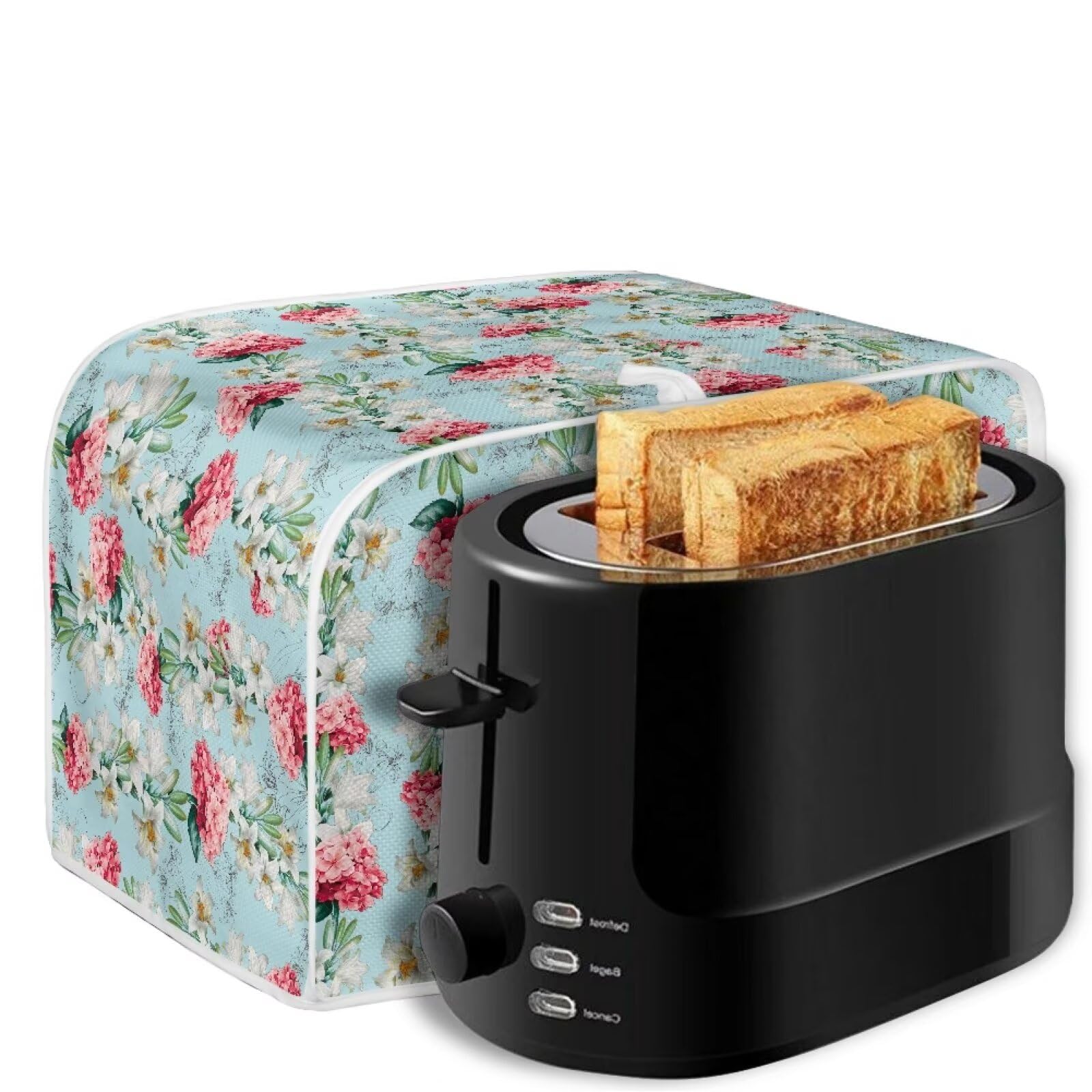 Lotus Orchid Lily Print 4-Slice Toaster Oven Cover - Fingerprint Protection Bakeware Protector, Washable Bread Maker Cover for Kitchen Accessories (Green) - Perfect for Countertop Protection & Kitchen Decor