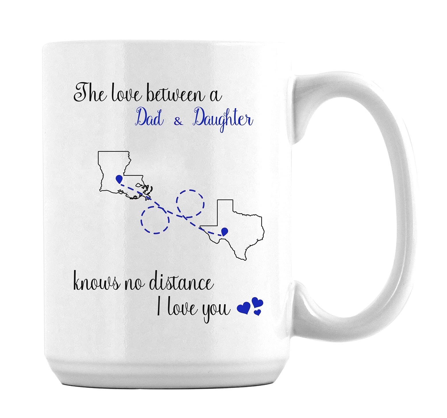 Dad & Daughter Coffee Mug Set - 15oz White - Father's Day Gift for Long Distance Dads - Perfect for Home & Office Use
