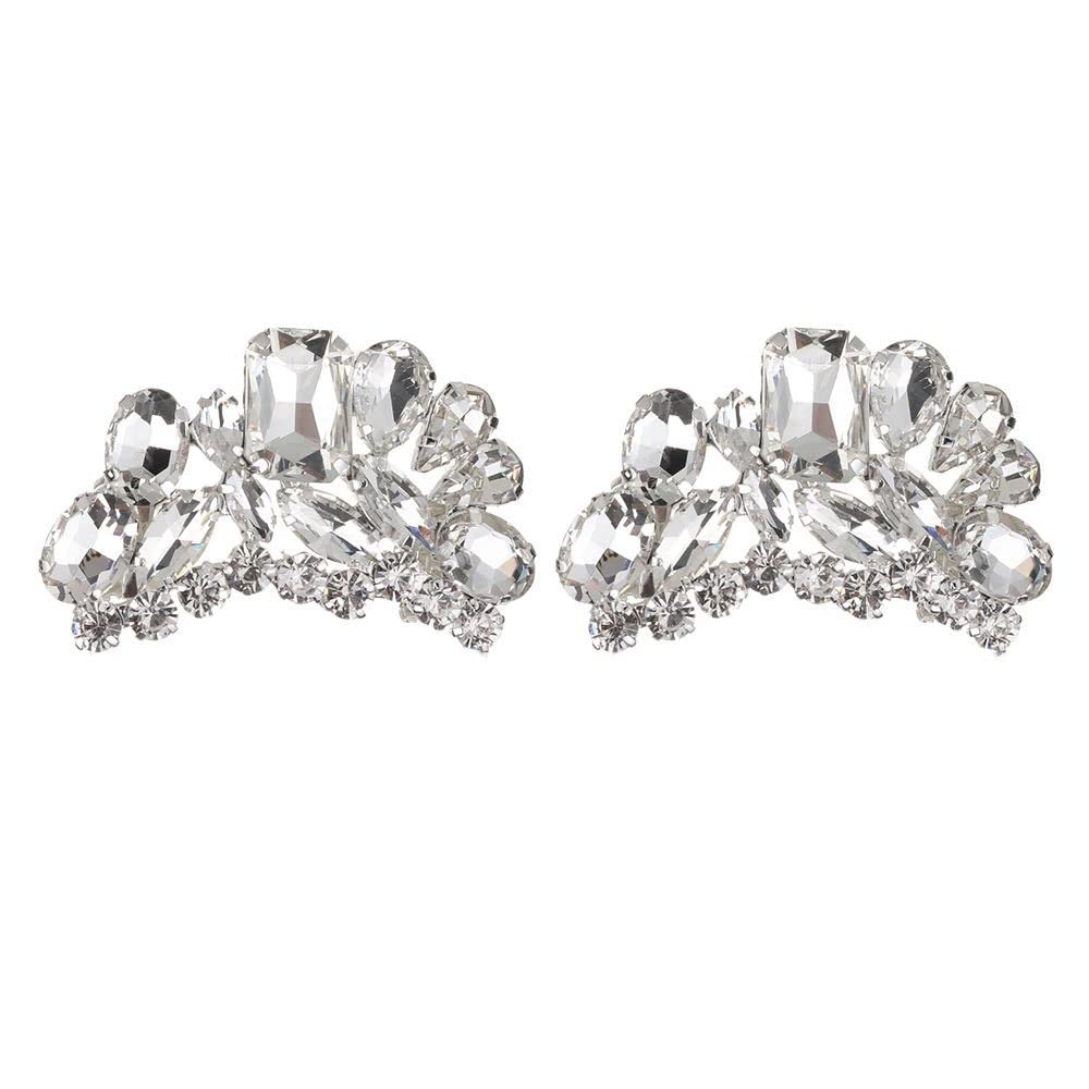 Sparkling Rhinestone Shoe Clips - Pearl Charm Buckle Shiny Decorative Brooch for Wedding Bride Shoes (6x3.5cm) - Perfect for Bridal Accessories, Prom, Pageants & Special Occasions
