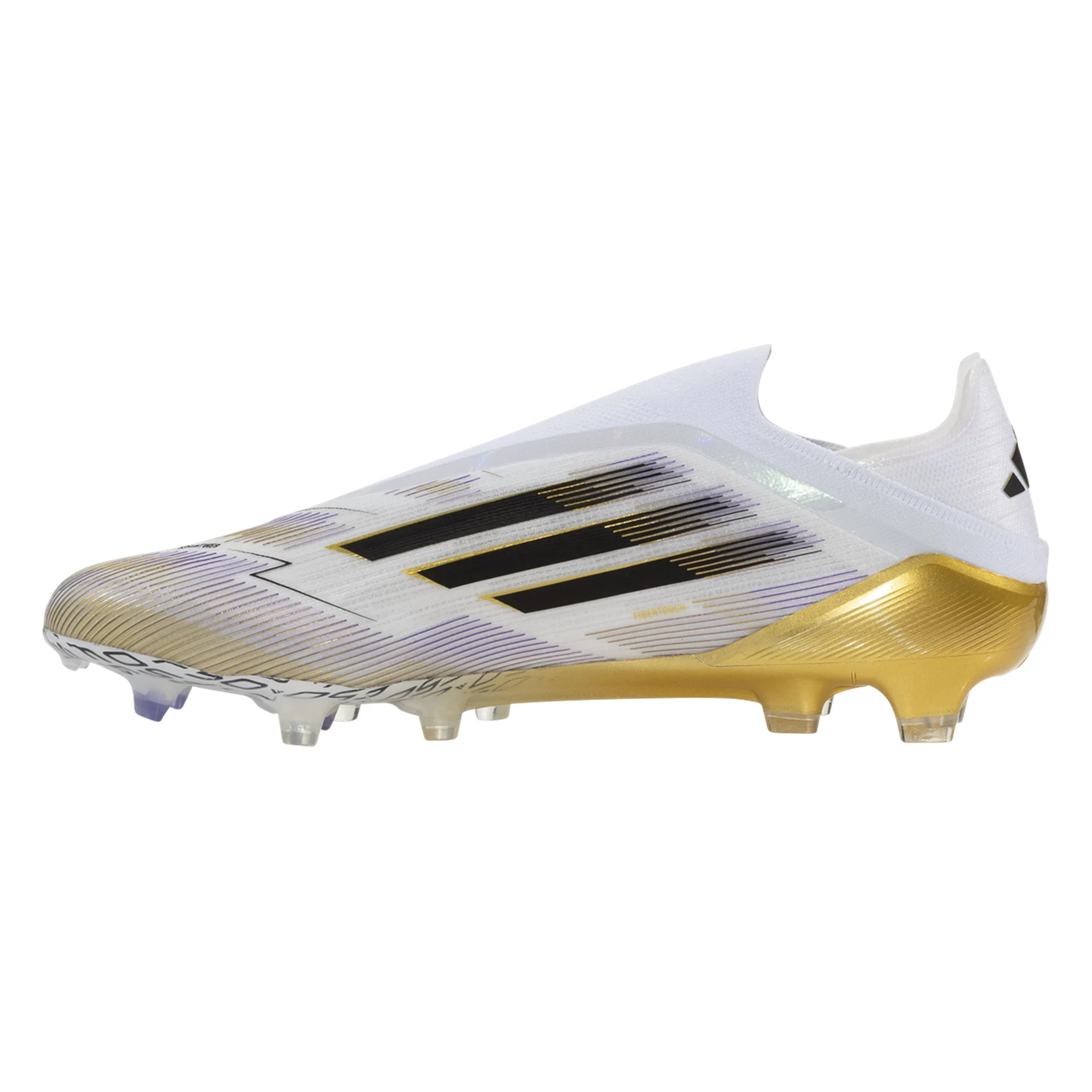 adidas F50 Elite Laceless Firm Ground Soccer Cleats for Men - White/Black/Metallic Gold - Lightweight Football Shoes for Professional Players & Training Sessions