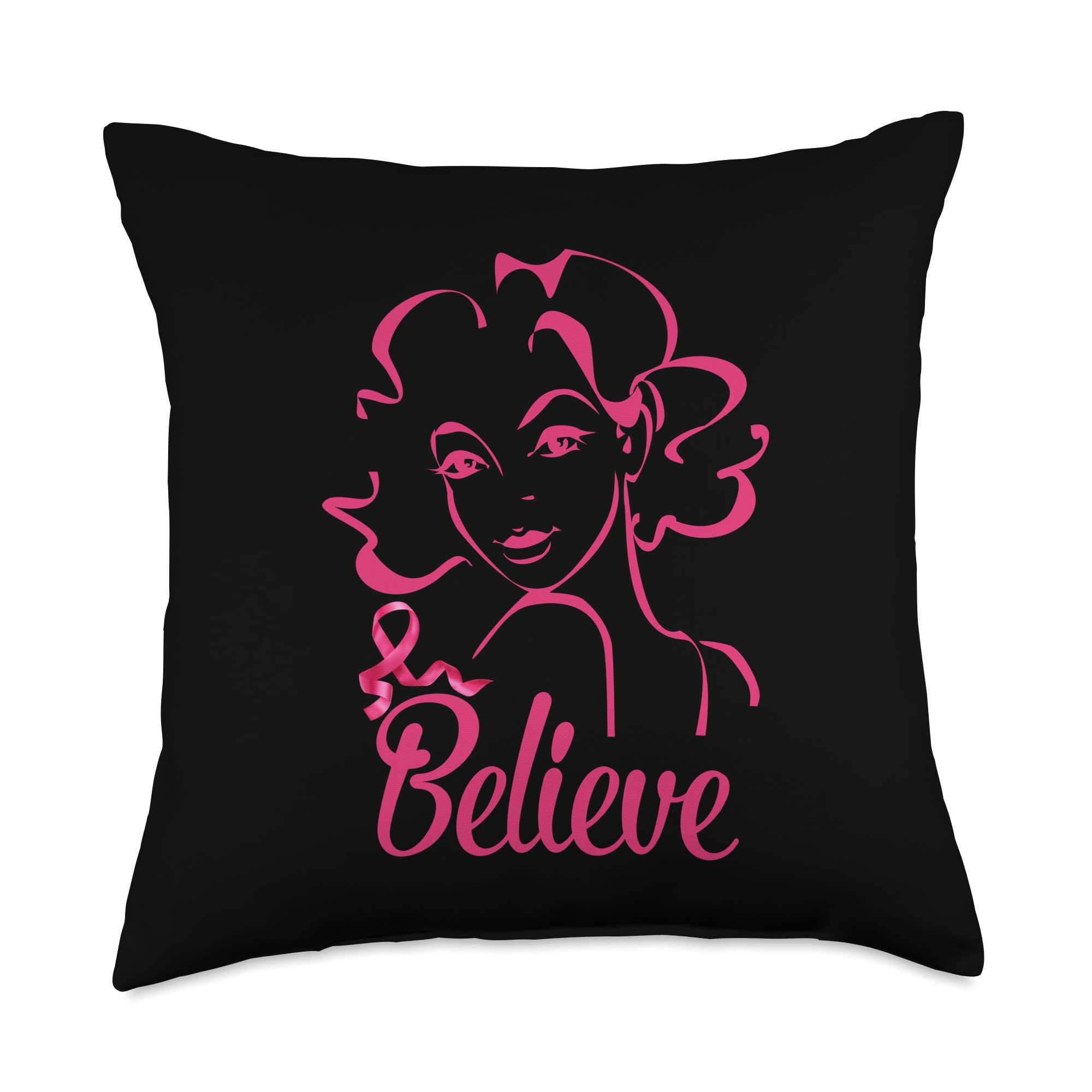 Superhero Pink Ribbon Breast Cancer Awareness T-Shirt & Throw Pillow Set - 18x18 Inch Multicolor - Support Fight Against Cancer for Survivors, Fundraisers & Awareness Events
