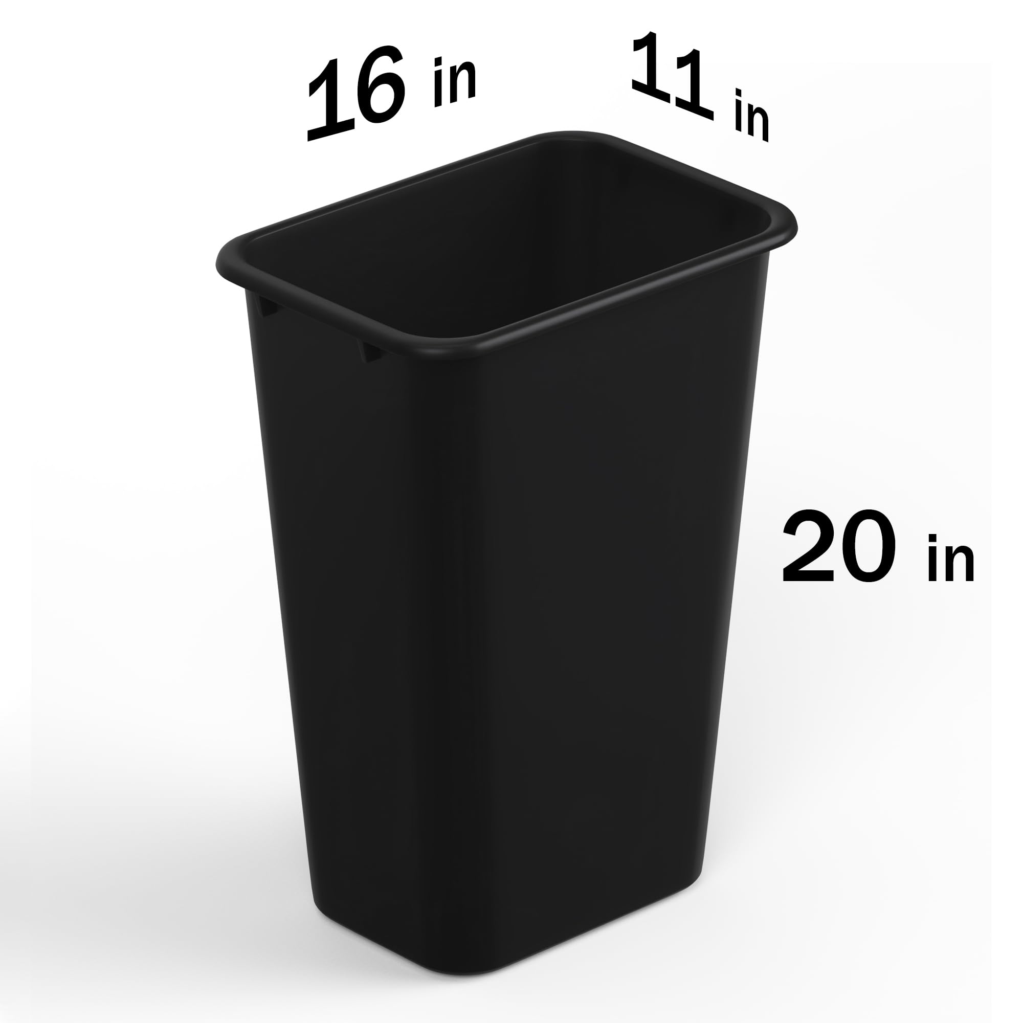 41 Qt. / 10 Gallon Black Rectangular Trash Can with Lid - Heavy Duty Wastebasket for Kitchen, Office, Bathroom & Outdoor Use