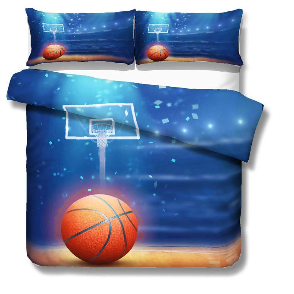 **Basketball Themed 3D Bedding Set for Kids - Full/King/Twin/Queen Size Duvet Cover with Pillowcases - Soft & Breathable Bed Linens for Boys & Girls - Perfect for Bedrooms, Dorms, and Sleepovers**