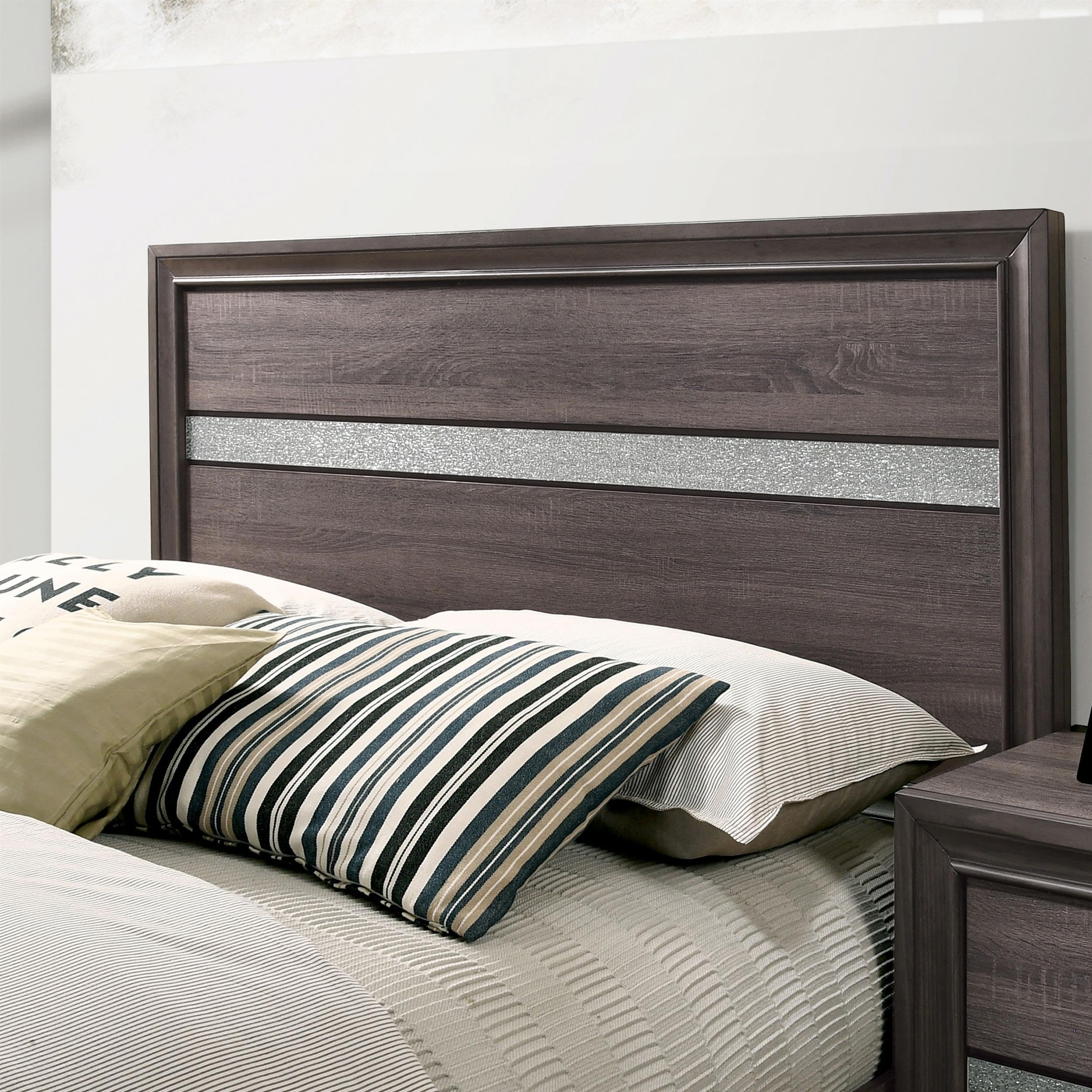 Furniture of America FOA Laren Contemporary 3-Piece Gray Wood Bedroom Set - Queen Size Bed with 2 Nightstands | Modern Bedroom Furniture for Small Spaces & Guest Rooms