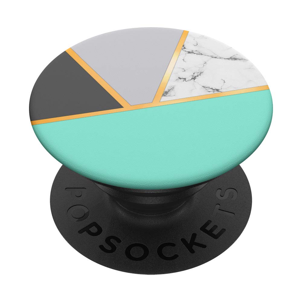Grip Green Teal Mint Grey Marbled Geometric Chic Design PopSocket PopGrip - Swappable Phone & Tablet Grip for Secure Hold and Stylish Phone Stand