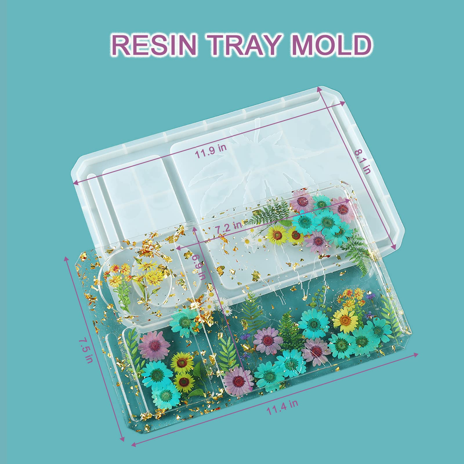 4 PCS Large Silicone Molds for DIY Epoxy Resin Crafts - Rolling Tray, Ashtray, Joint Holder & Grinder Mold Set for Resin Art, Jewelry Making & Home Decor