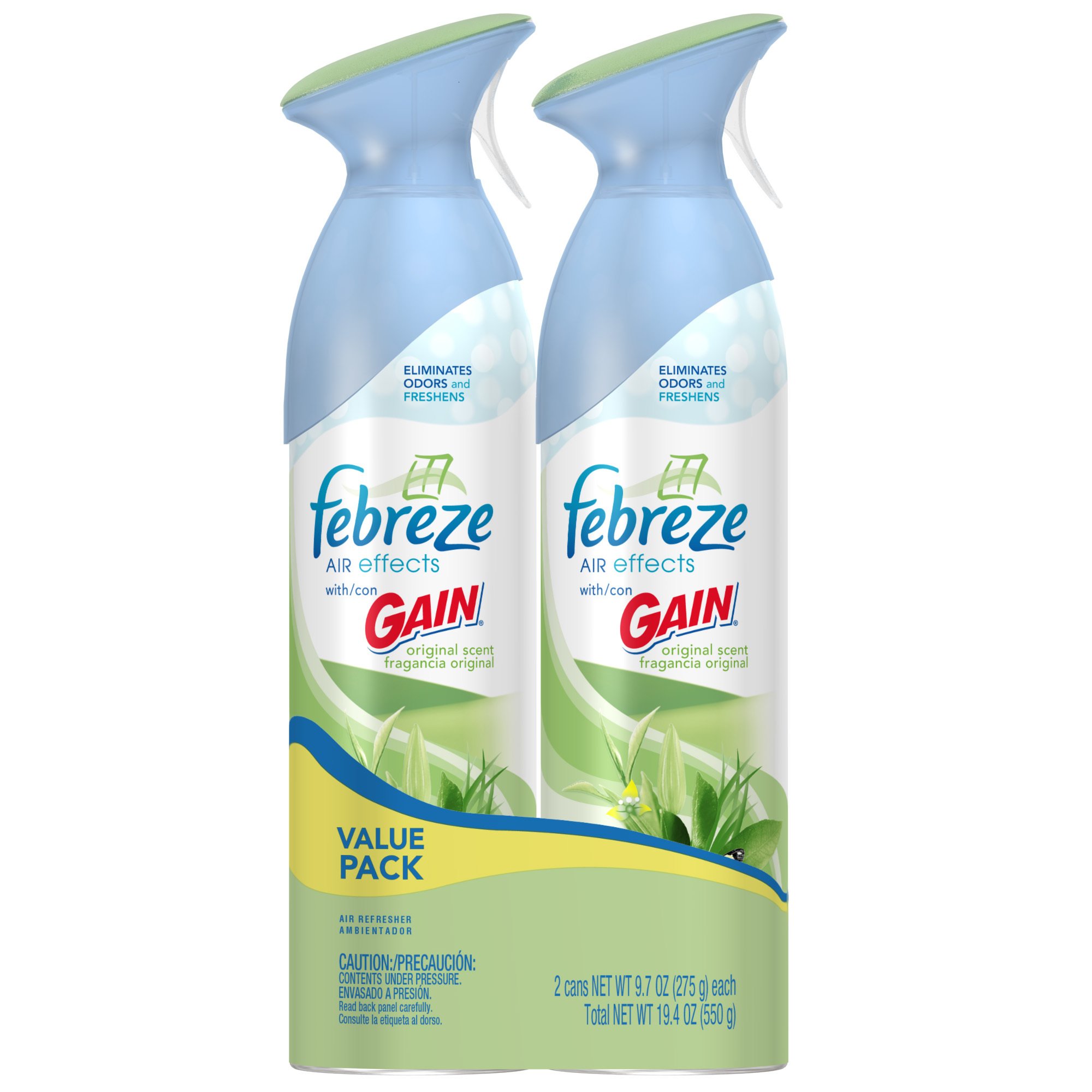 Febreze Air Freshener Spray, Gain Original Scent - 6 Pack (2 Count x 9.7 Oz Each) - Eliminate Odors in Home, Car, Office & Bathroom - Long-Lasting Freshness for Everyday Use
