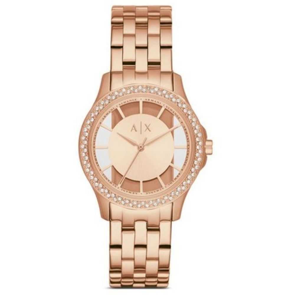 ARMANI EXCHANGE AX5252 Women's Rose Gold Stainless Steel Analog Quartz Watch - Elegant & Stylish for Work, Parties & Everyday Wear
