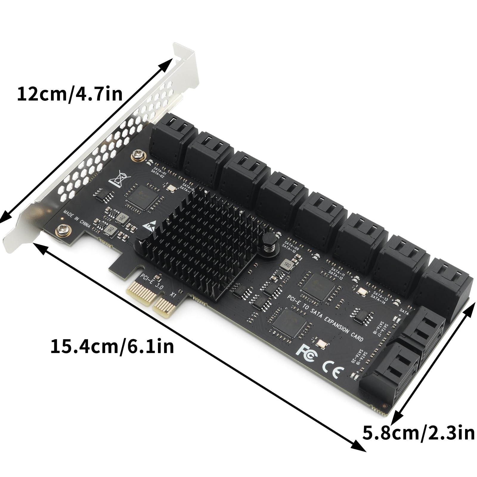 20-Port PCIe x1 SATA 3.0 Expansion Card - 6Gbps SATA Controller Card with 20