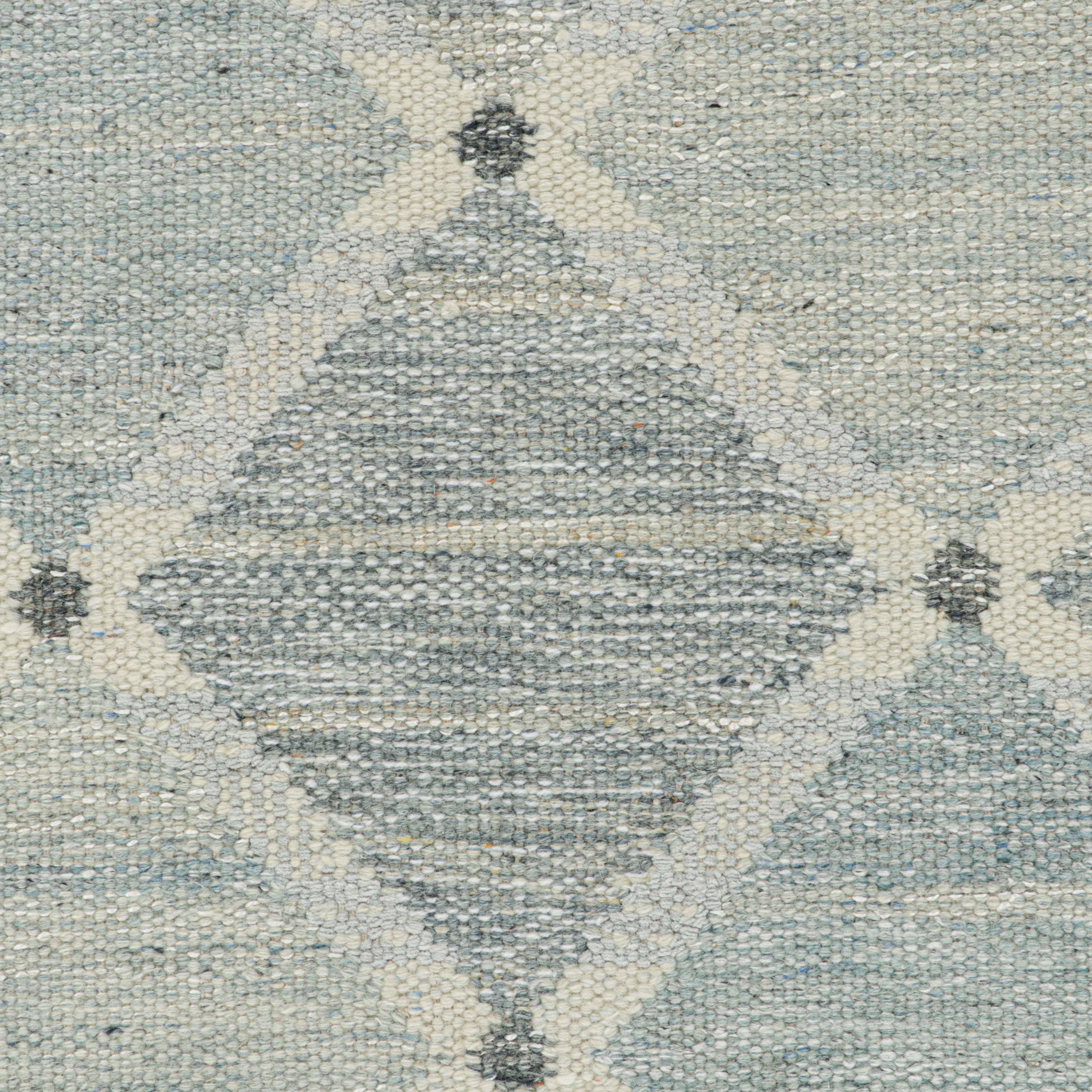 Blue Swedish Flatweave Wool Rug 3'2 x 6' - Handmade Scandinavian Design for Living Room, Bedroom & Office Decor