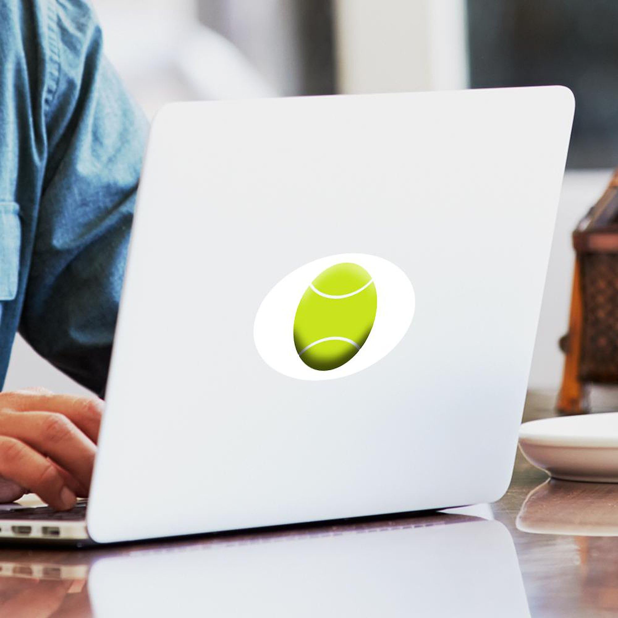 Tennis Ball Sticker - Oval Car Bumper Decal for Sports Fans