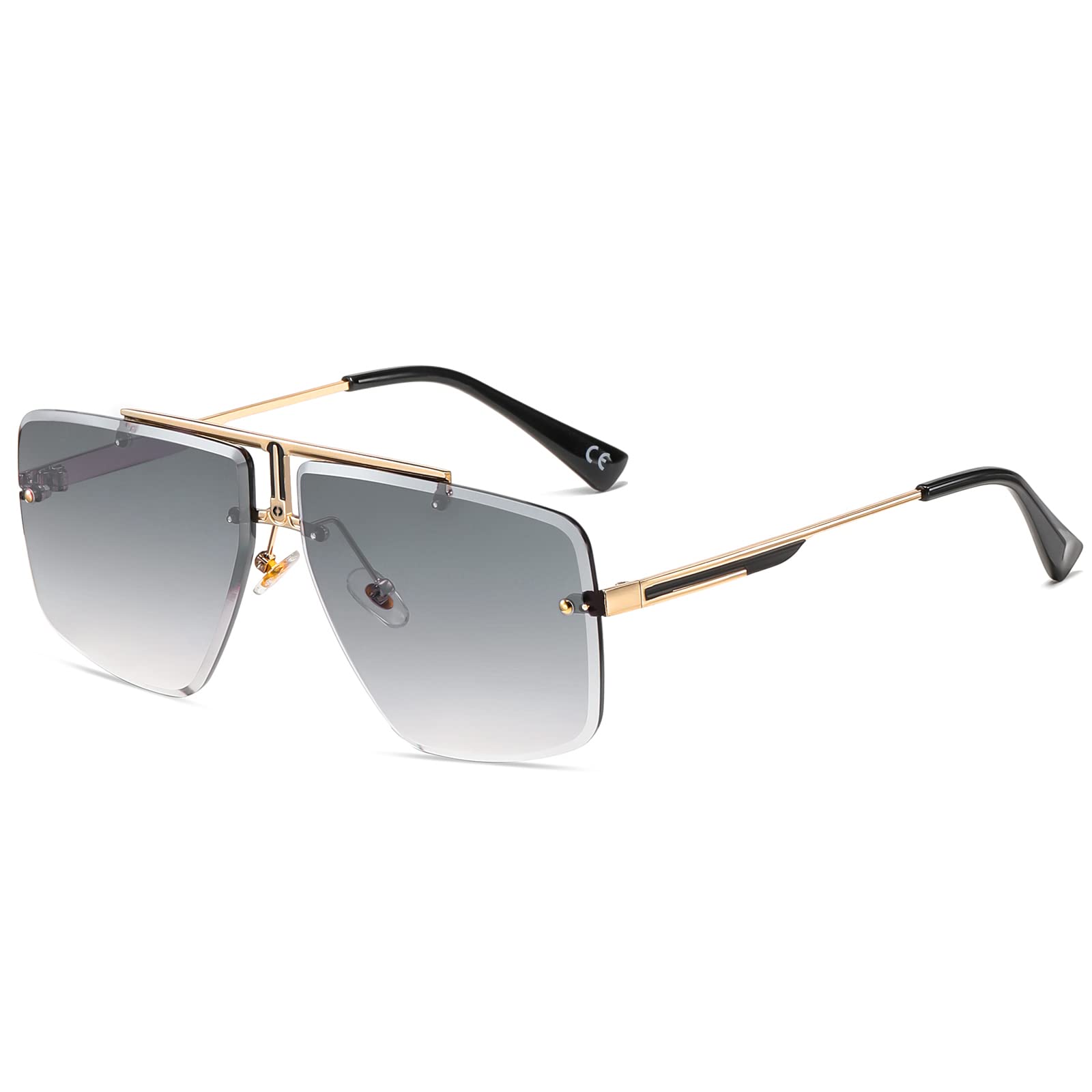 Vintage Retro Square Sunglasses for Men & Women - Rimless Metal Frame Fashion Sunglasses - Perfect for Outdoor Activities, Beach, Driving & Travel