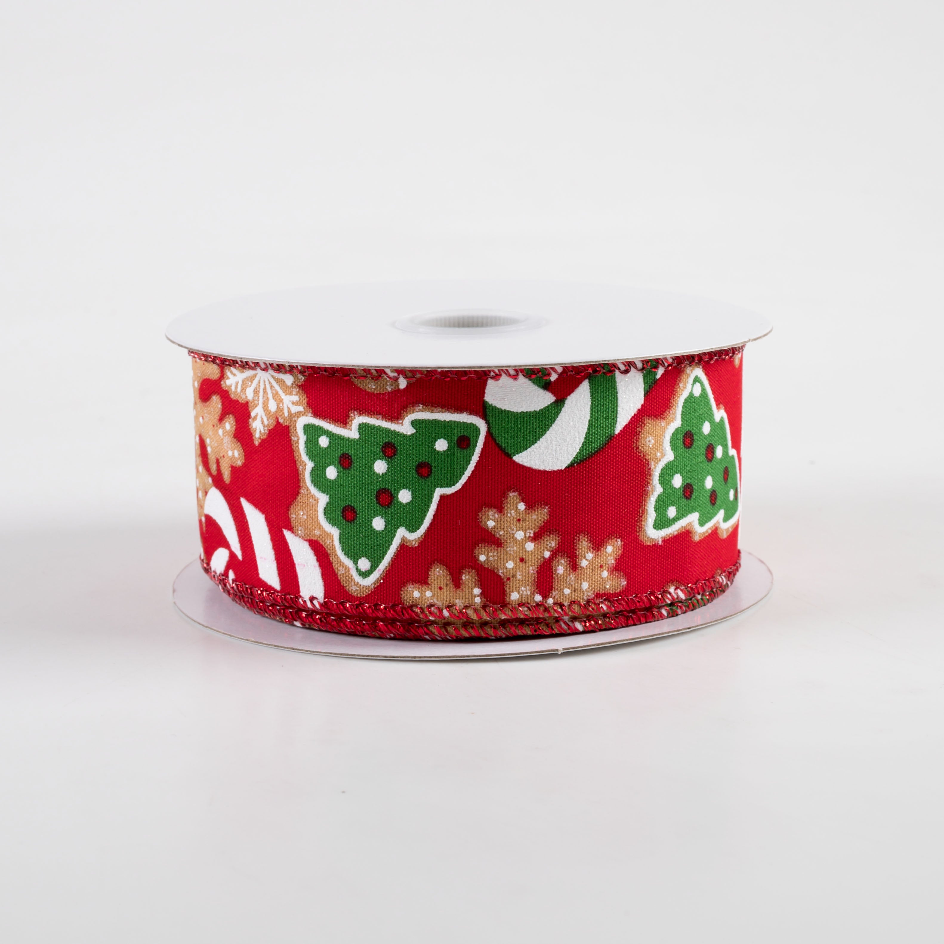 1.5 Inch Gingerbread Cookies Candy Cane Ribbon - Red Holiday Decorative Ribbon (10 Yards) for Christmas Gift Wrapping, Tree Decorations & DIY Crafts