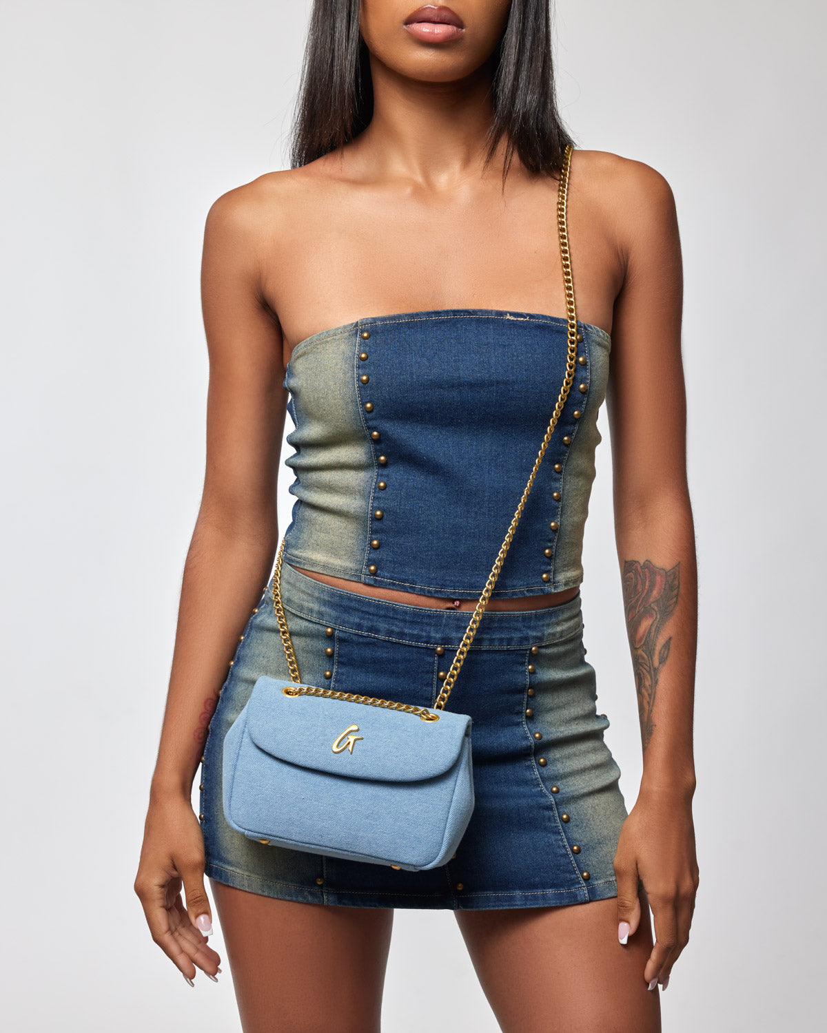 Mini Denim Gold Flap Bag - Stylish Crossbody Purse for Women, Trendy Fashion Accessory for Daily Use, Parties & Travel