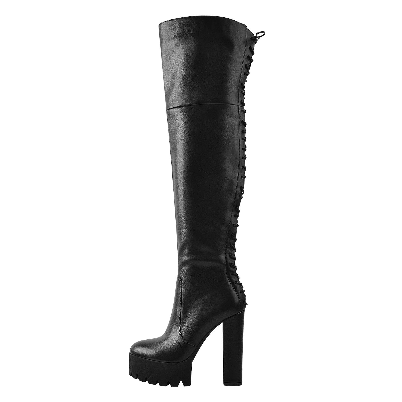 LISHAN Women's Platform Boots - Chunky Heel Lace Up Ankle Boots for Women, Fashion Winter Shoes for Casual Outfits & Party Wear