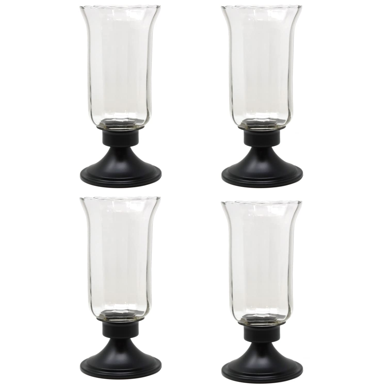 Seraphic Glass Hurricane Candle Holders Set of 4 - Elegant Decorative Centerpieces for Weddings, Dining Tables, and Home Decor