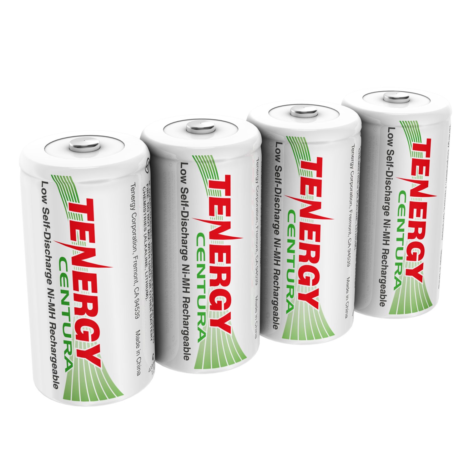 Tenergy Centura NiMH Rechargeable C Batteries - 4000mAh High Capacity, Low Self Discharge, Pre-Charged C Cell Batteries (4 Pack) - Perfect for Flashlights, Toys, Radios & Emergency Power Supplies