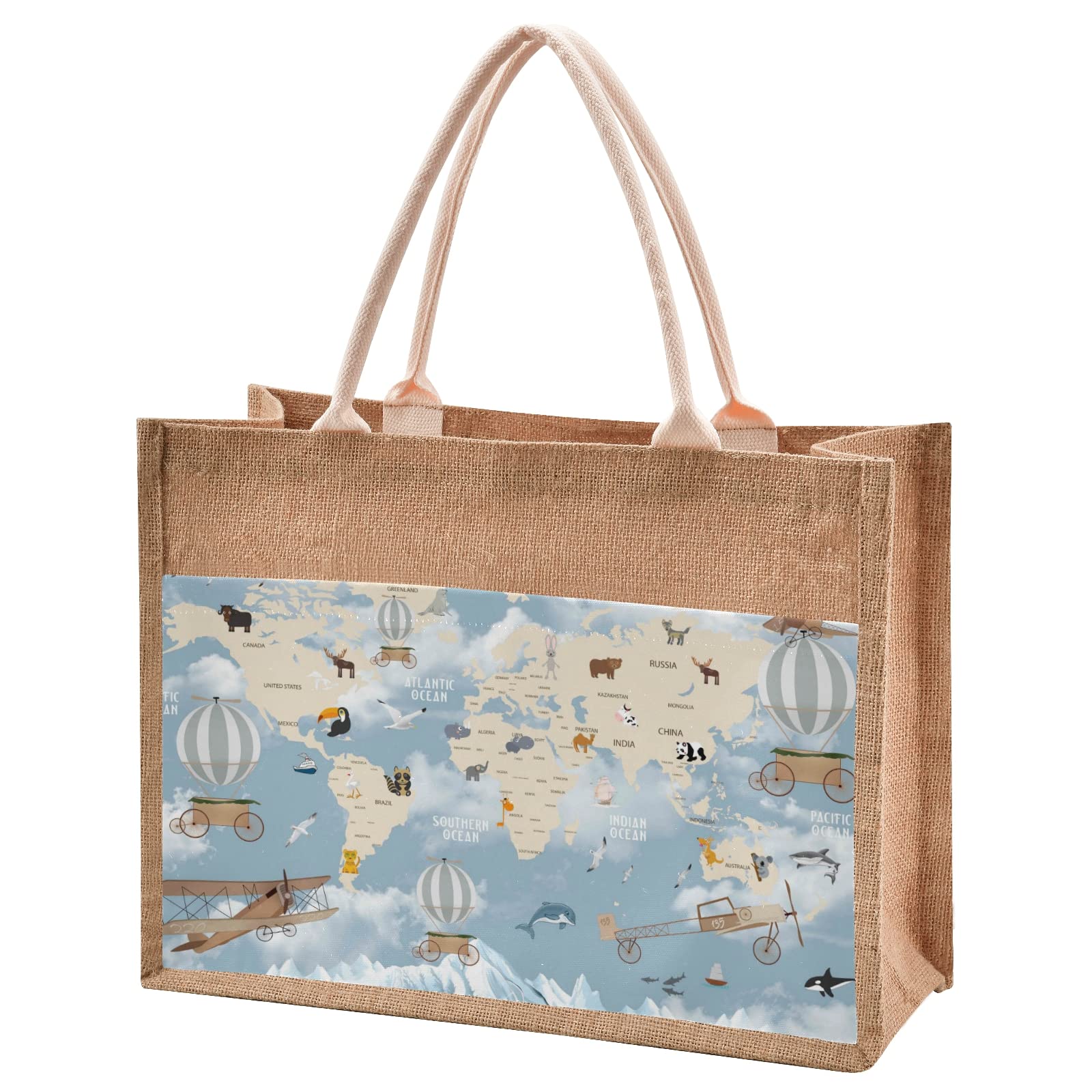 Eco-Friendly Small Burlap Tote Bag for Women - Stylish Reusable Grocery Shopping & Beach Purse - Perfect for Farmers Market, Picnics & Daily Errands