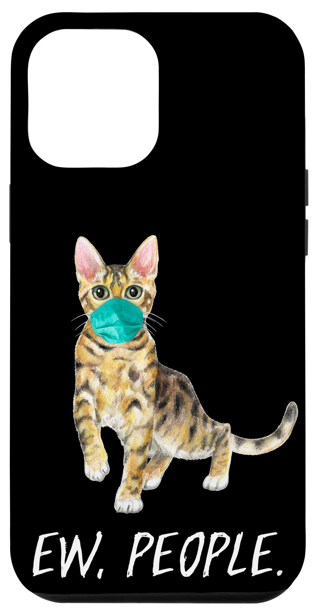 iPhone 12 Pro Max Case - Cute Bengal Cat Wearing Face Mask Design | Shockproof Protective Cover for iPhone 12 Pro Max | Perfect for Cat Lovers & Unique Style (Use at Work, School or Daily Life)