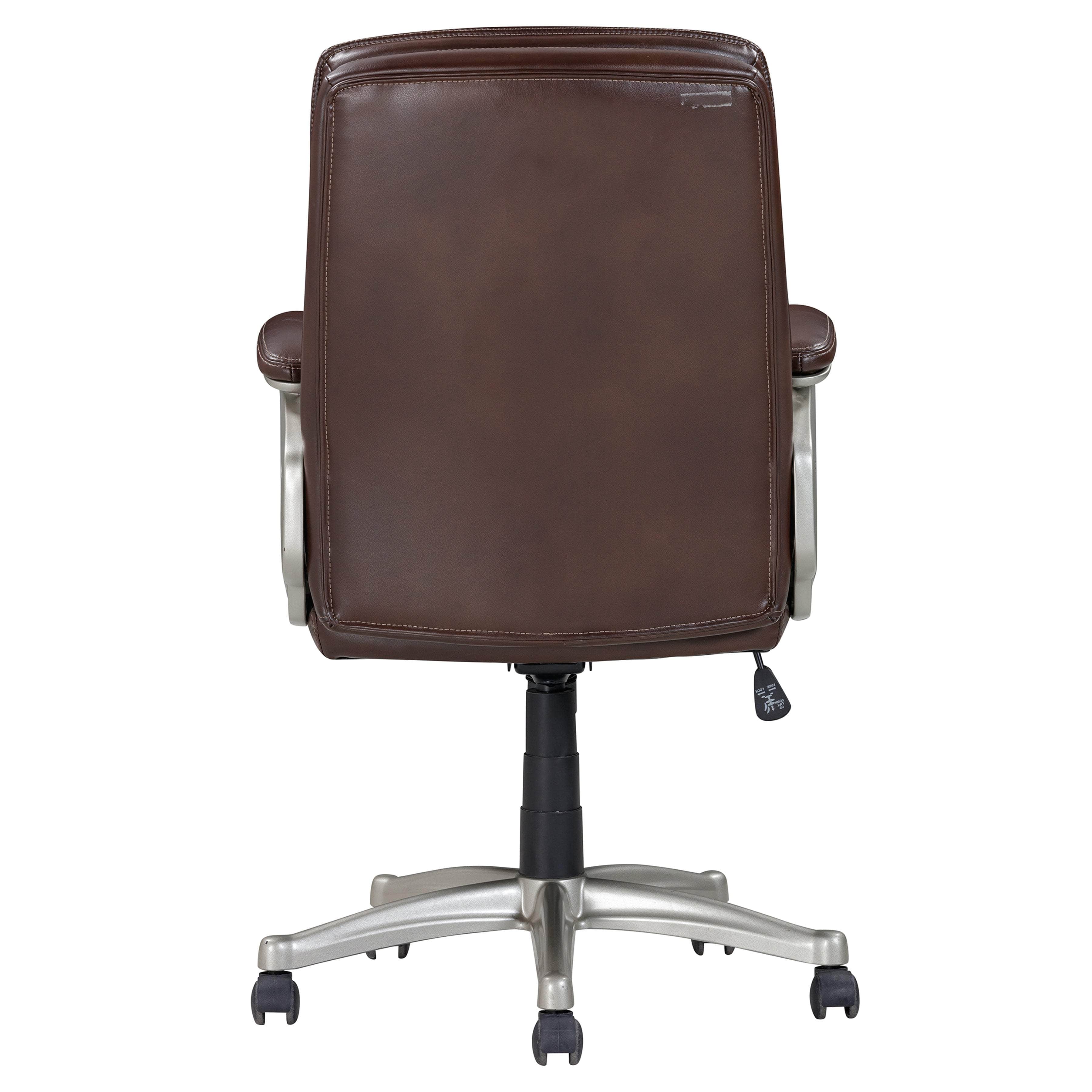 Sealy Hugo Brown Faux Leather Swivel Mid Back Office Chair - Ergonomic Desk Chair for Home & Office Workspace