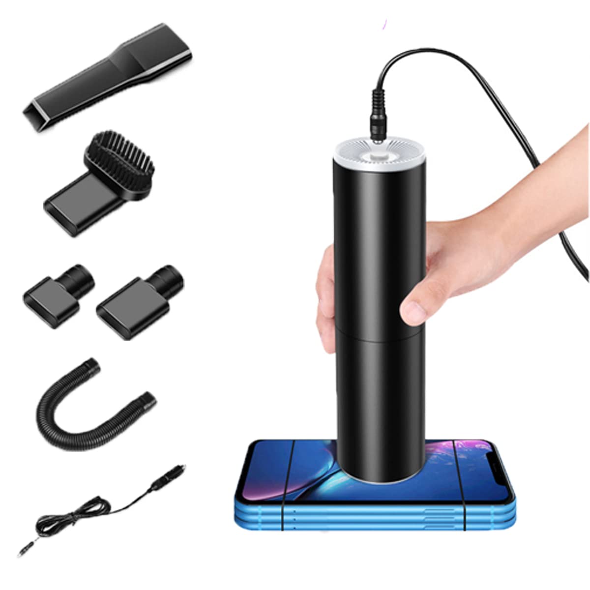 **Sensheng 5000PA High Power Portable Car Vacuum Cleaner - 120W/DC12V Handheld Mini Vac with 14.8Ft Cord, Wet & Dry Cleaning for Car Interior, Home, Office & Pet Hair (Black)**