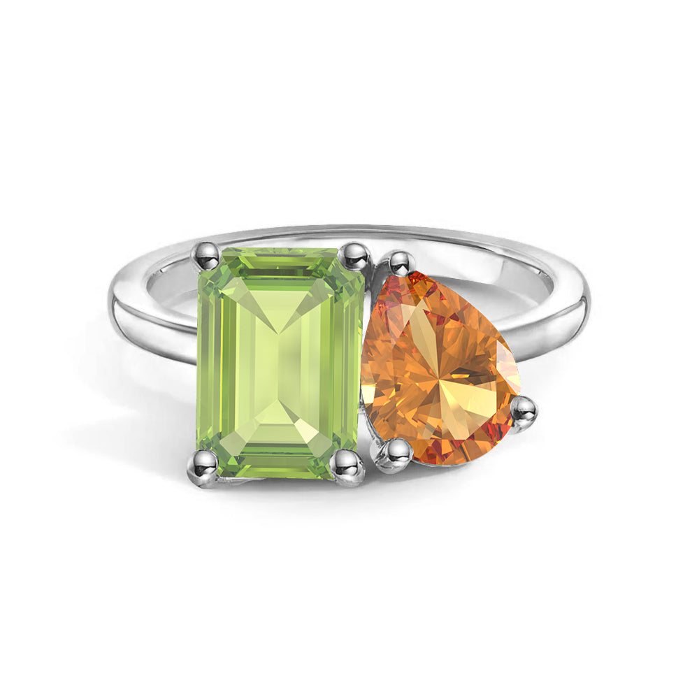 Personalized Toi et Moi Peridot Birthstone Ring for Women - August Birthstone Jewelry Gift for Anniversary, Engagement & Couple Rings - Perfect for Romantic Occasions & Special Moments