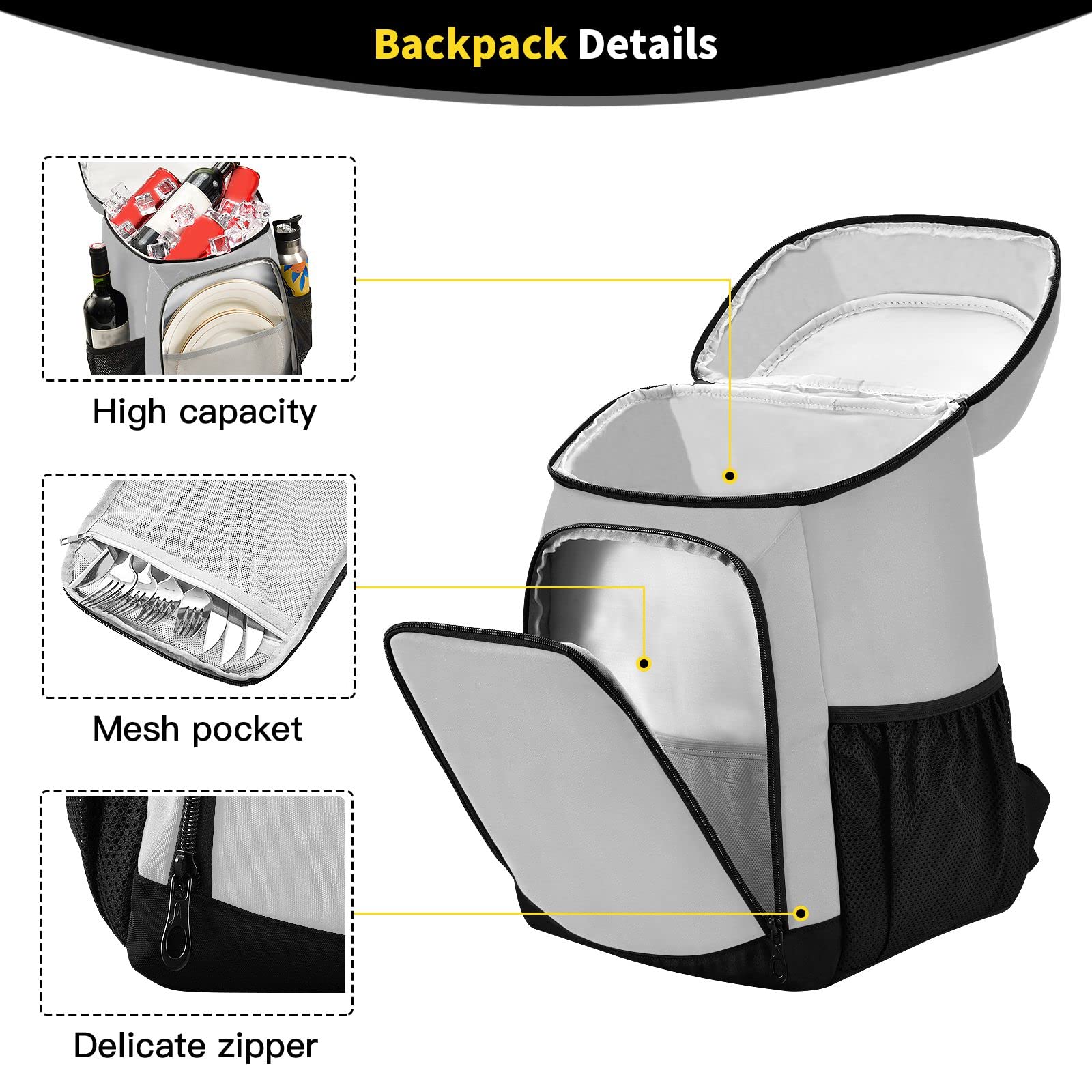 Gold Glitter Pineapple Cooler Backpack - Insulated Leak Proof Lunch Bag for 36 Cans, Portable Cooler for Beach, Picnic, Shopping, Camping, Hiking & Day Trips - Perfect for Outdoor Adventures & Family Gatherings