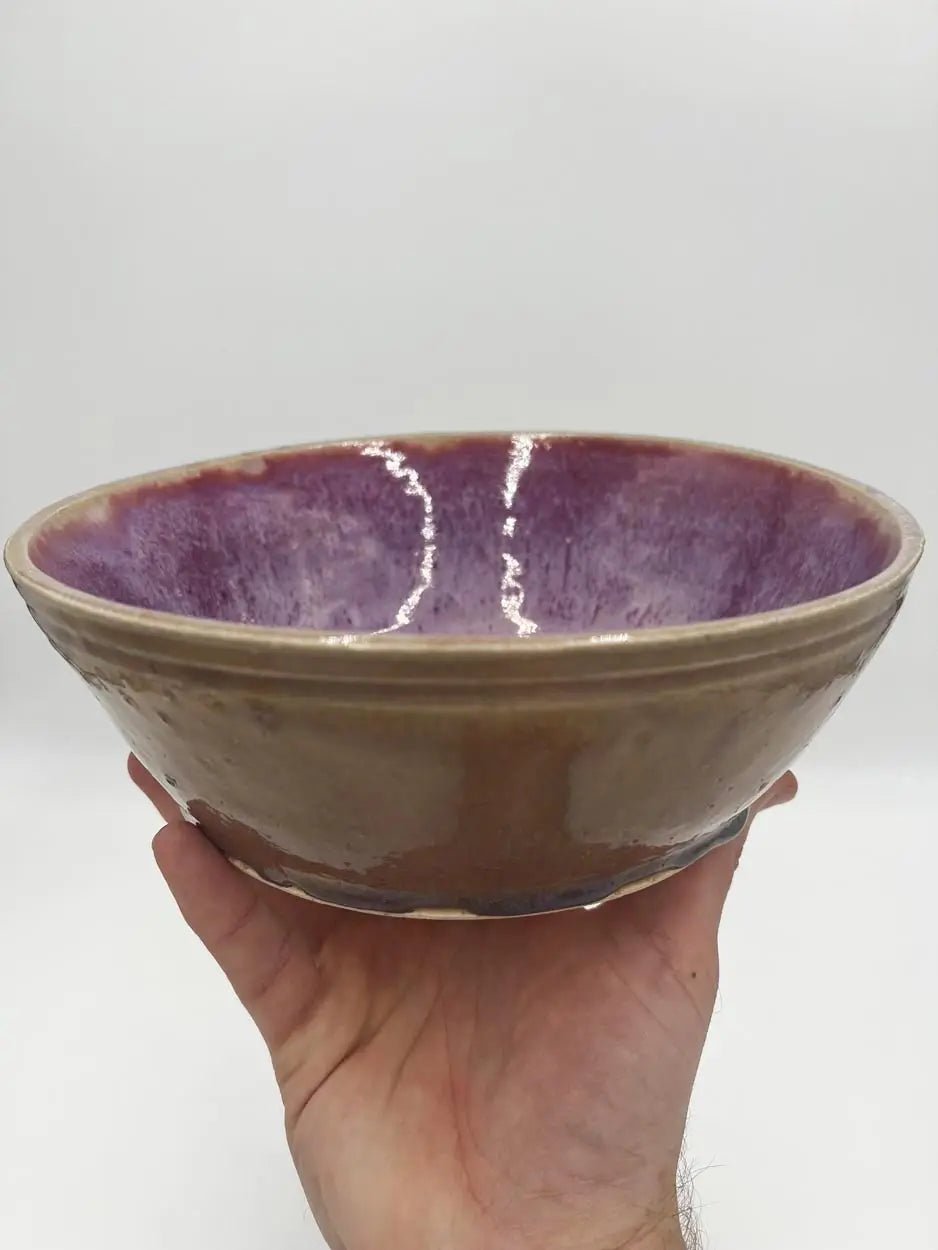 Elegant Burgundy & Honey Colored Ceramic Serving Bowl - Perfect for Salads, Pasta, and Party Appetizers