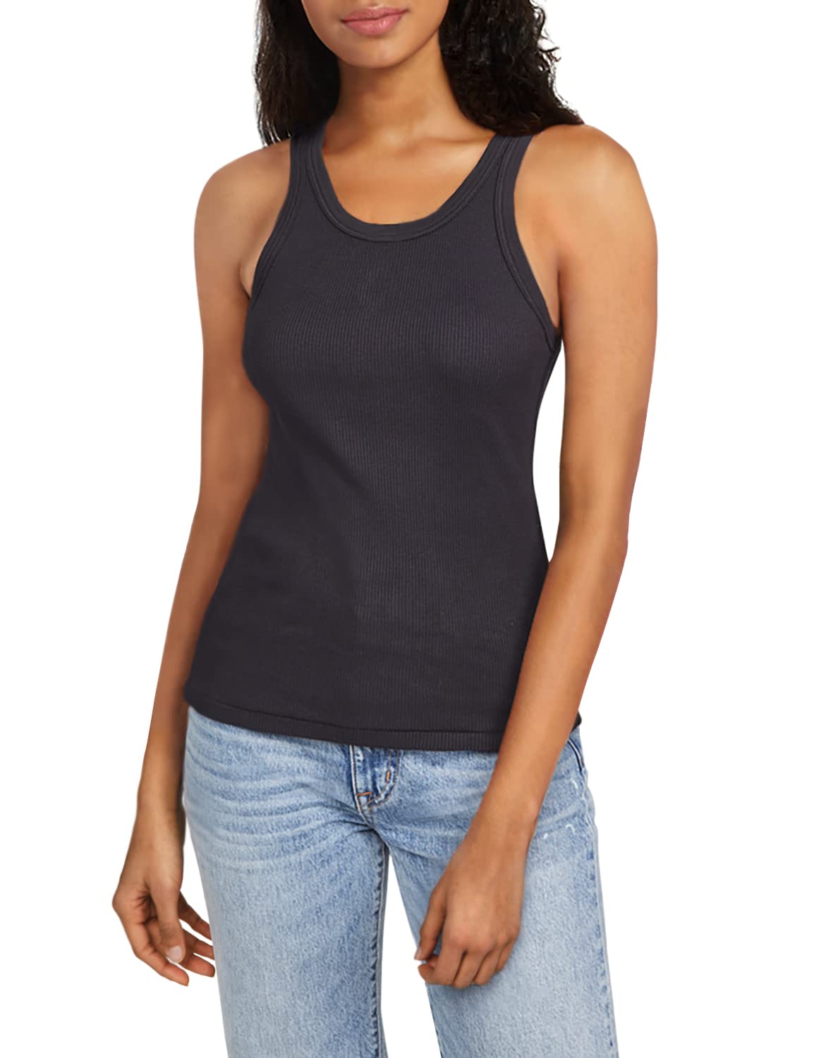AMO Women's Long Ribbed Tank Top - Soft Stretch Cotton Blend Casual & Layering Essential for Everyday Wear, Workout, or Lounge