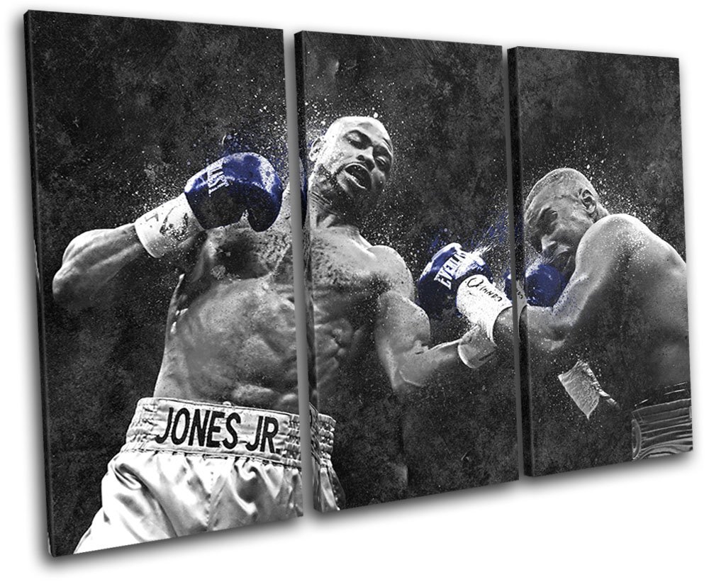 Roy Jones Jr Boxing Grunge Sports Canvas Art Print 60x40cm - Handmade UK Box Framed Picture Wall Decor - Ready to Hang - Perfect for Gym, Man Cave & Sports Fan Gifts