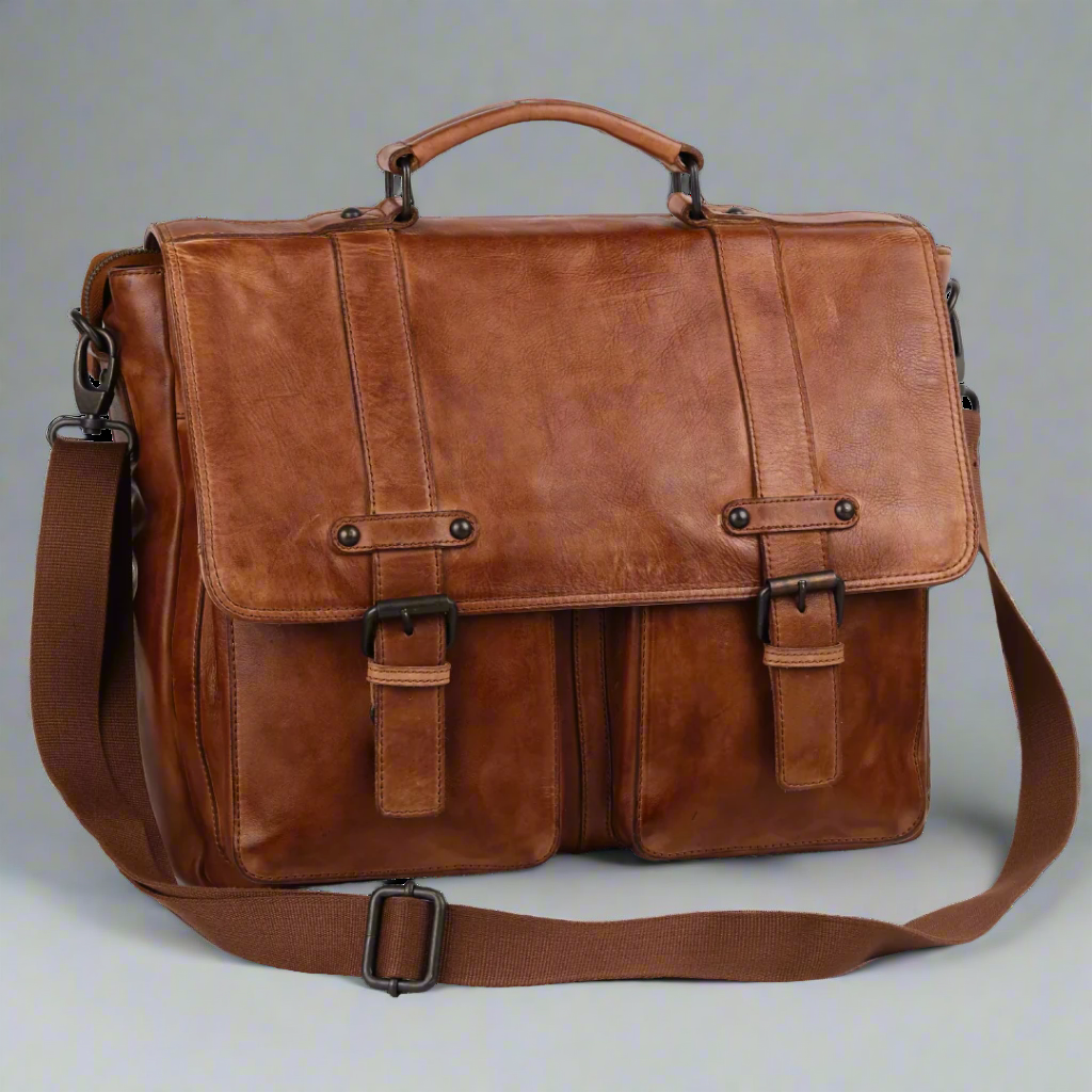 Premium MET Messenger Laptop Leather Bag for Men & Women - Durable 15.6 Inch Business Briefcase - Perfect for Work, Travel & Daily Commute