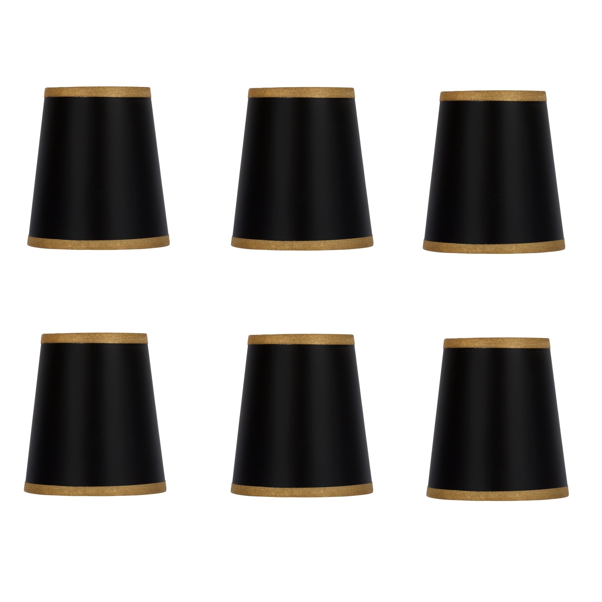 4 Inch Black Parchment Drum Lamp Shades - Set of 6 Clip-On Tapered Chandelier Shades for Dining Room & Bedroom Lighting