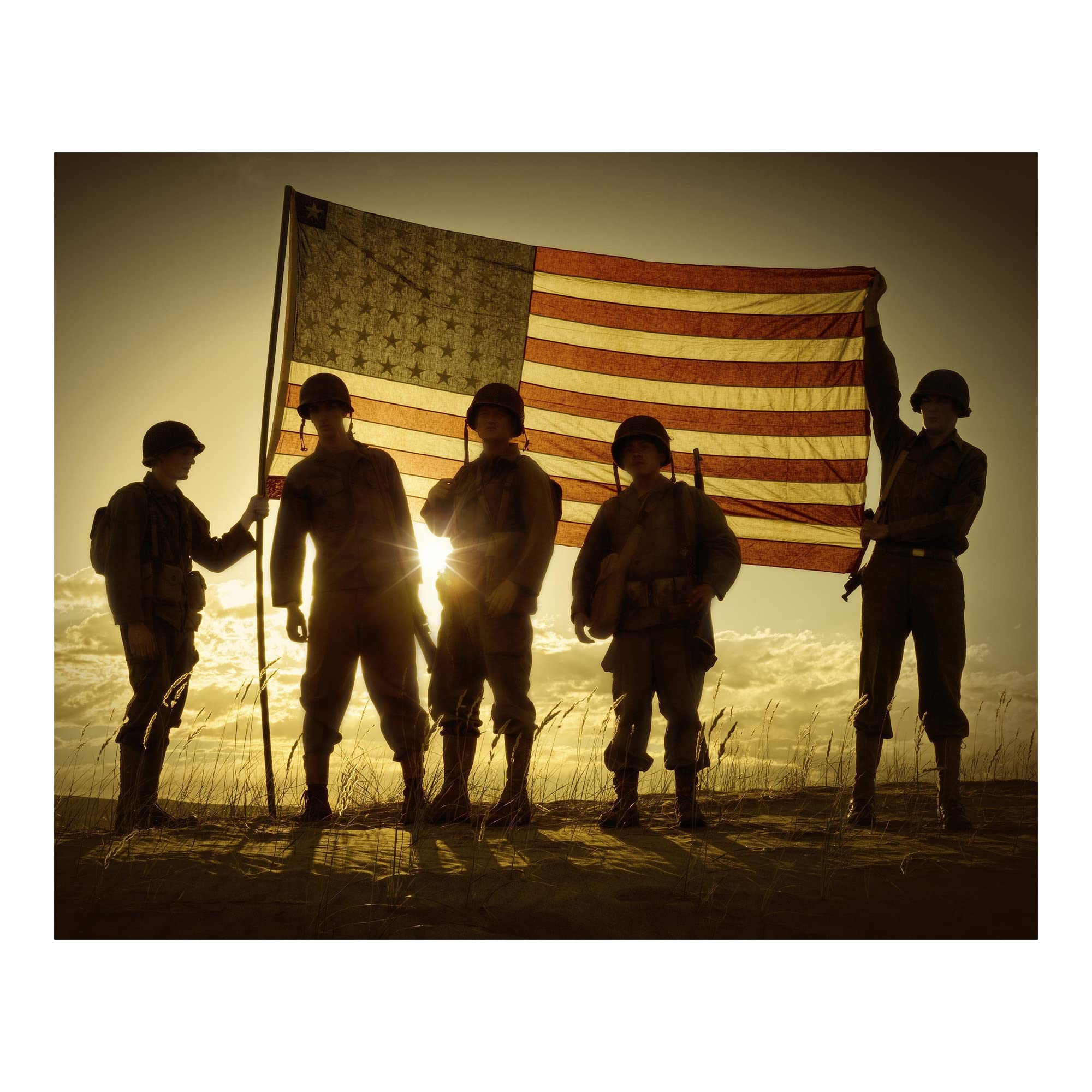 American Flag Military Wall Art - Patriotic Home Decor Print for Bedroom, Living Room, Office & Garage | Unframed 10x8 Inches | Perfect for Veterans Day, Memorial Day & Military Appreciation Gifts