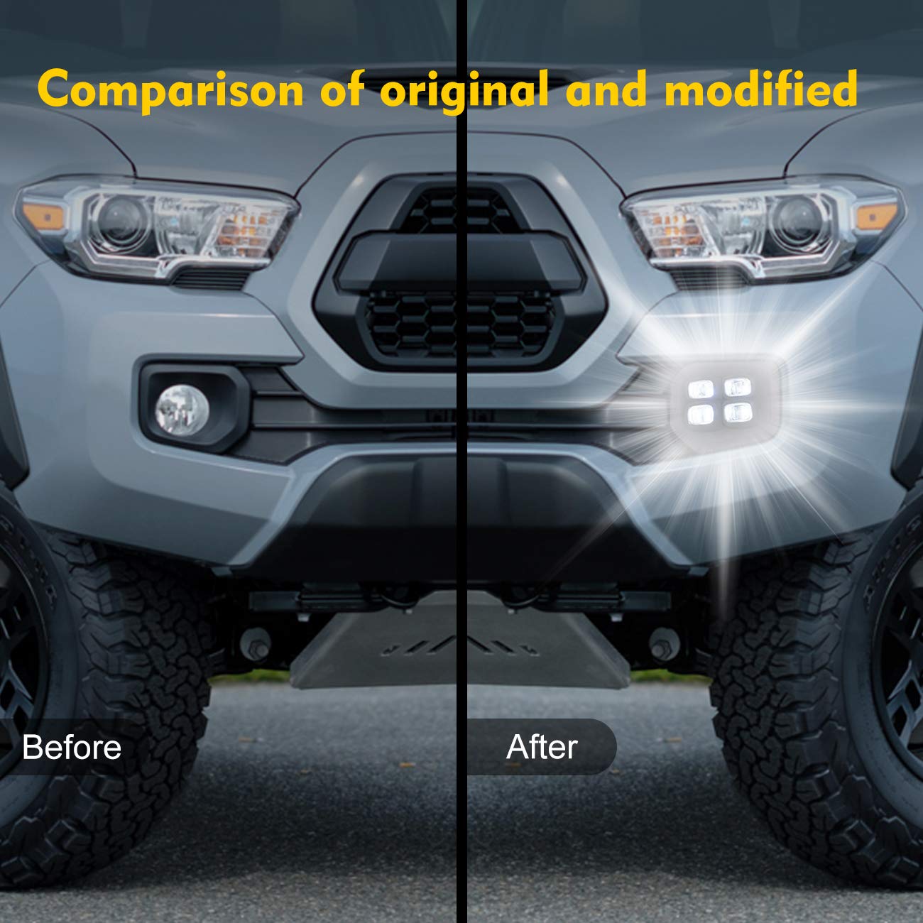 **LED Fog Lights for Toyota Tacoma 2016-2020 - DRL Fog Light Kit, Dual-Color White/Amber - Direct Replacement for Tacoma Fog Lamps - Perfect for Off-Roading & Night Driving**