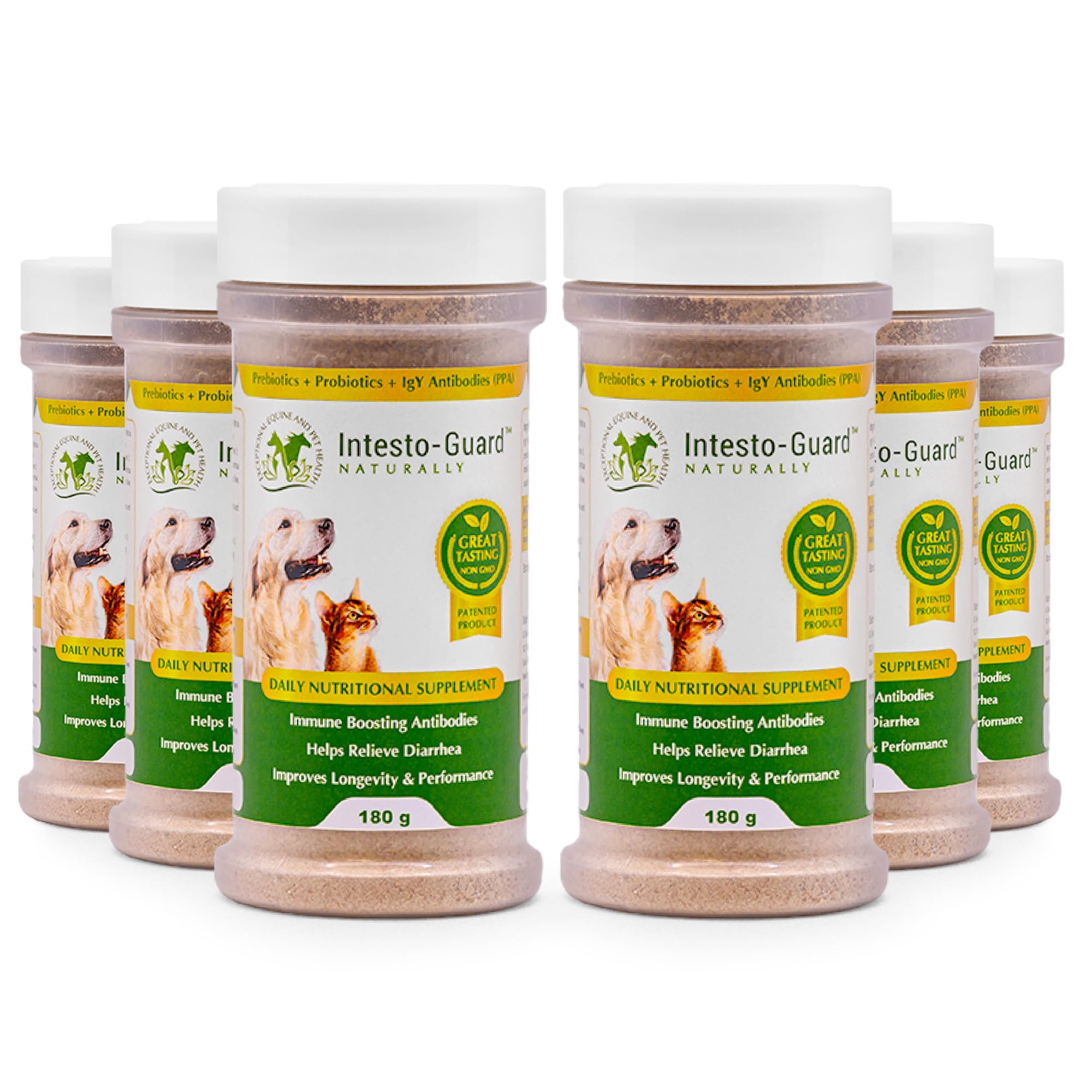 Premium Probiotic & Prebiotic Powder for Dogs & Cats - 180G All-Natural Digestive & Immune Support | Promotes Healthy Gut Flora & Nutrition | 90 Day Supply (6 Pack) - Ideal for Daily Pet Wellness & Digestive Health Maintenance