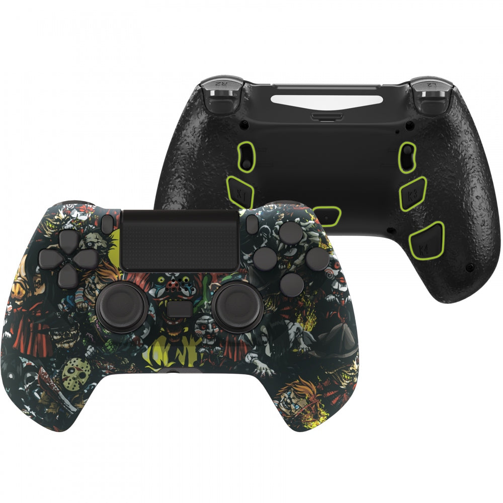 eXtremeRate Scary Party DECADE Tournament Controller Upgrade Kit for PS4 Controller JDM-040/050/055 - Upgrade Board, Ergonomic Shell, Back Buttons & Trigger Stops (Controller Not Included) - Perfect for Competitive Gaming & Esports Tournaments