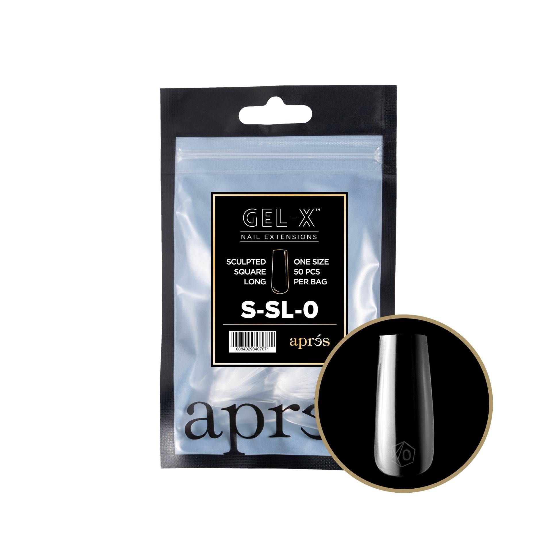 Apres Gel X 2.0 Refill Bags - Sculpted Square Long Nail Tips Size 0 (50 Pieces) | Professional Salon Quality DIY Manicure Supplies for Home & Salon Use