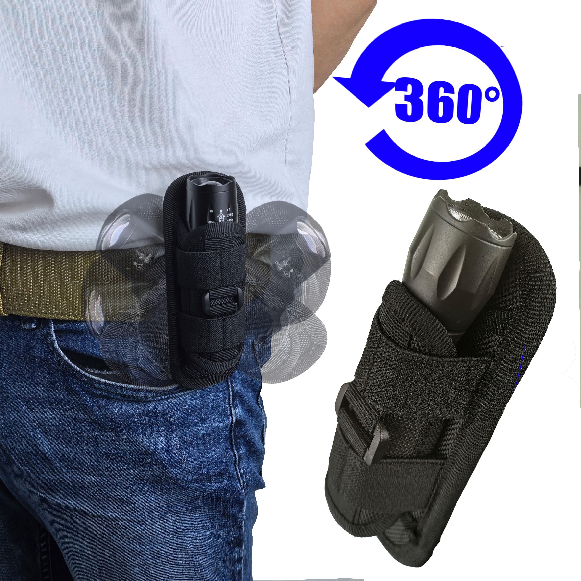 Tactical Flashlight Holster Pouch - Heavy Duty Belt Mount for Police, Security & Outdoor Use - Perfect for Duty Belts, Safety Gear & Emergency Scenarios