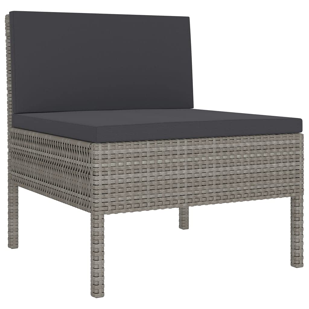 3-Piece Gray Poly Rattan Garden Lounge Set with Cushions - Outdoor Patio Furniture, Wicker Sofa & Conversation Set for Backyard, Poolside or Deck Relaxation