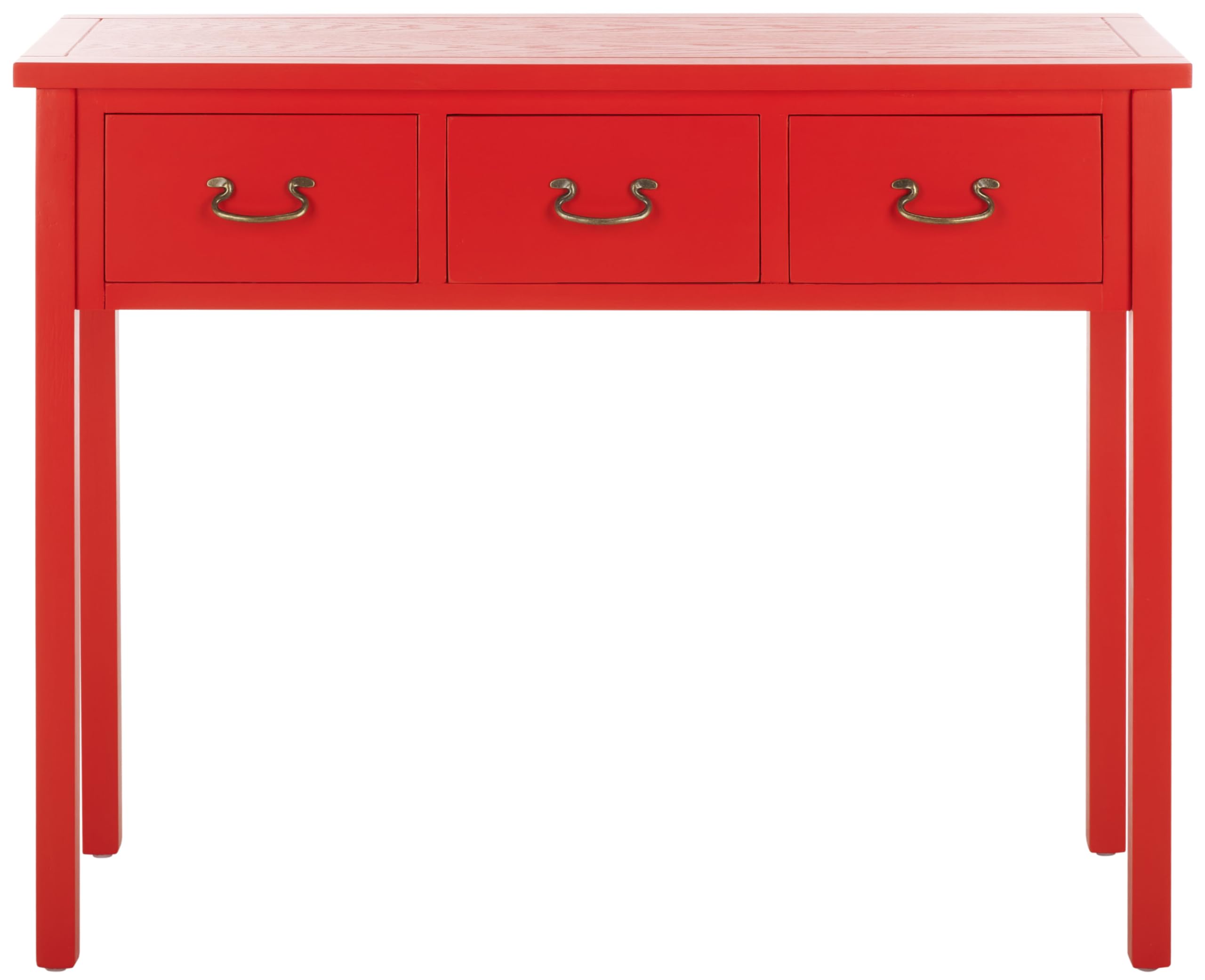 SAFAVIEH Cindy Farmhouse 3-Drawer Console Table - Rustic Red Entryway Table for Living Room, Hallway & Bedroom Decor