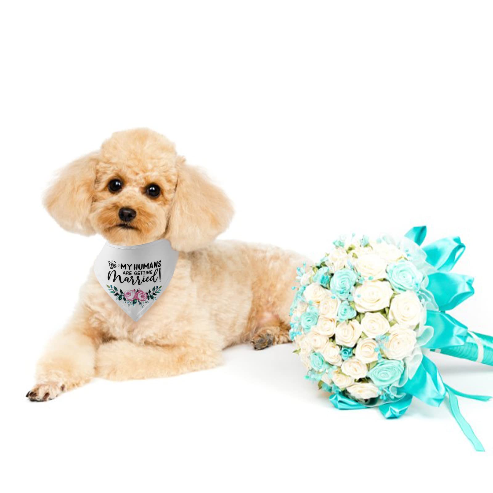 2 Pack White Floral Dog Bandana Scarf for Wedding - Triangle Pet Bandana with Elegant Floral Pattern, Perfect for Dog Lovers Gift & Pet Wedding Accessories - Great for Pet Weddings, Photo Shoots & Special Occasions